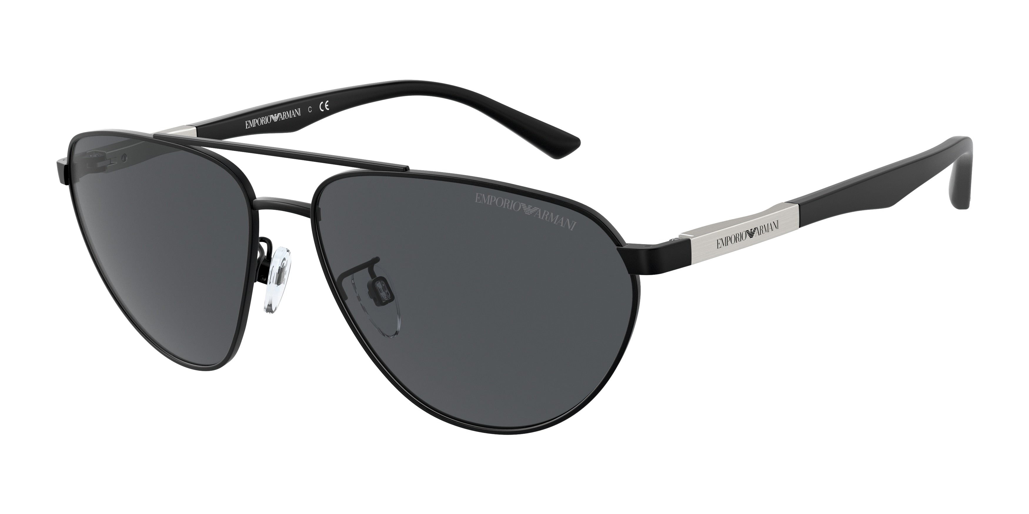 Emporio Armani EA2125 Pilot Sunglasses 300187-Matte Black 60-145-15 - Color Map Black