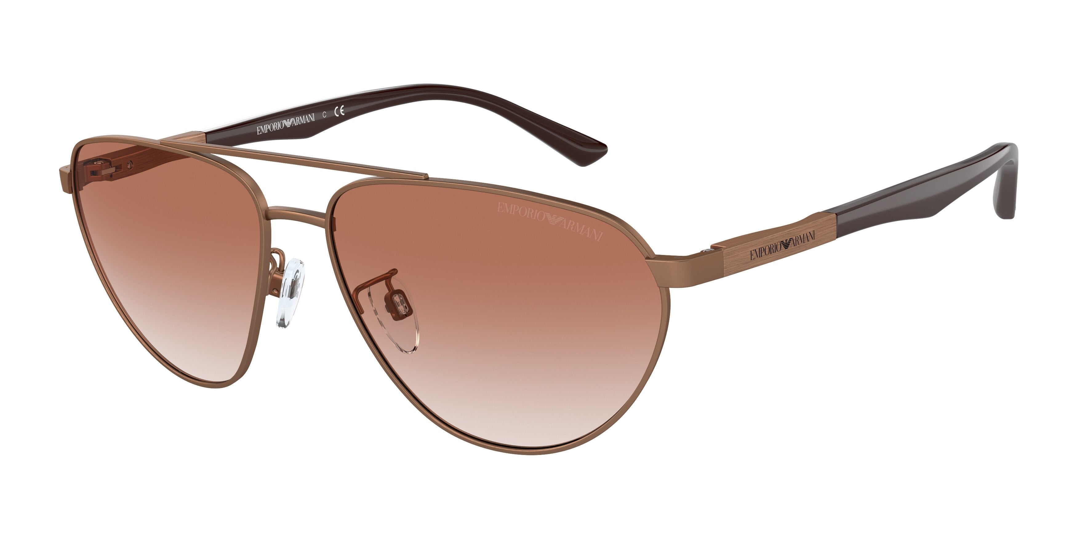 Emporio Armani EA2125 Pilot Sunglasses 300413-Matte Rose Gold 58-145-15 - Color Map Gold