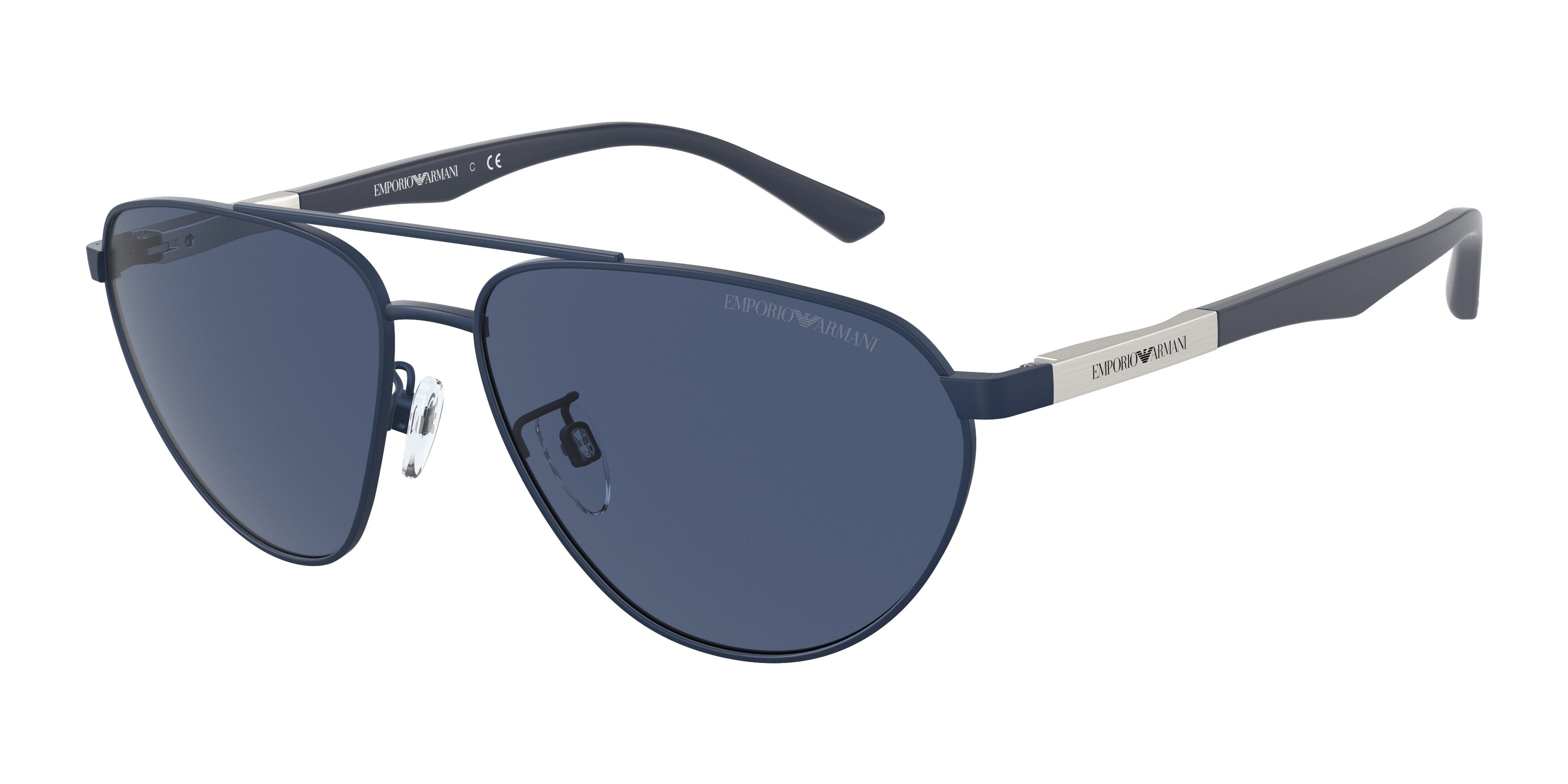 Emporio Armani EA2125 Pilot Sunglasses 301880-Matte Blue 58-145-15 - Color Map Blue