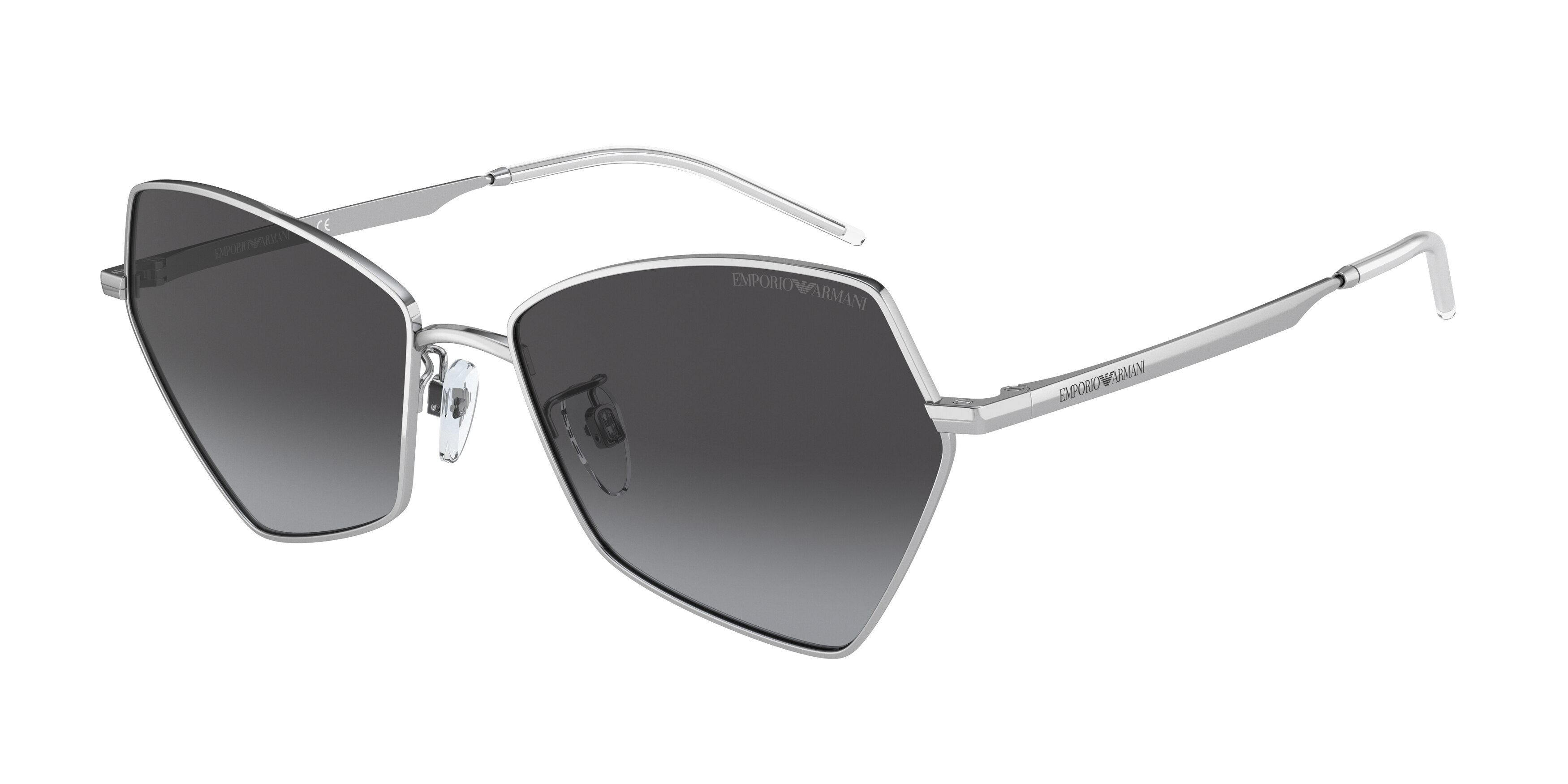 Emporio Armani EA2127 Butterfly Sunglasses 30158G-Shiny Silver 56-140-16 - Color Map Silver