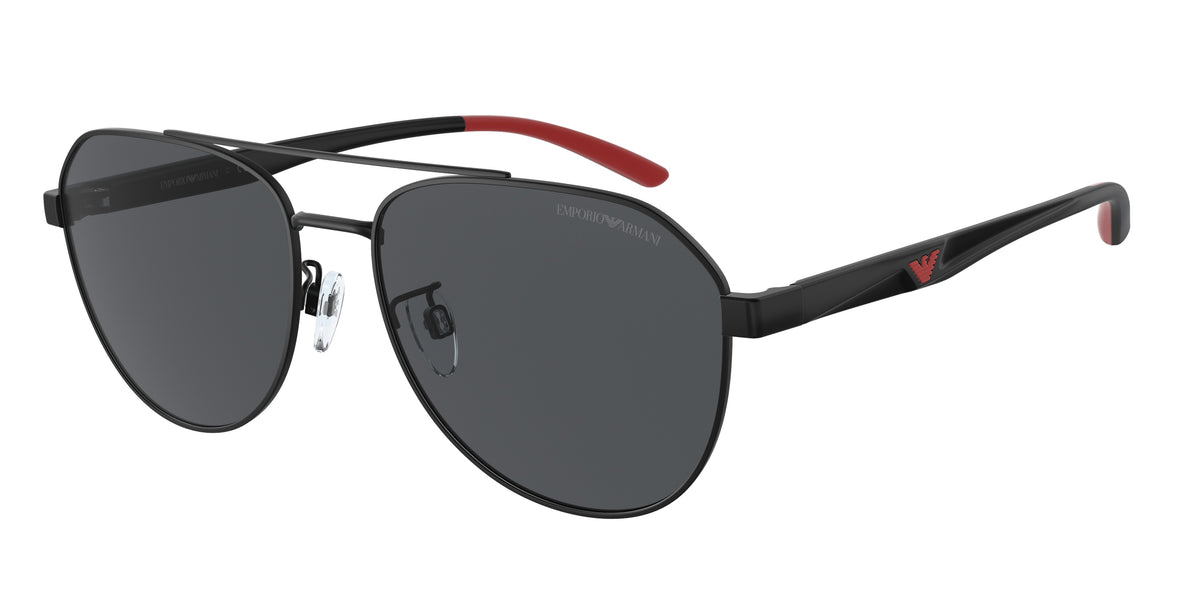 Emporio Armani EA2129D Pilot Sunglasses 300187-Matte Black 59-145-17 - Color Map Black
