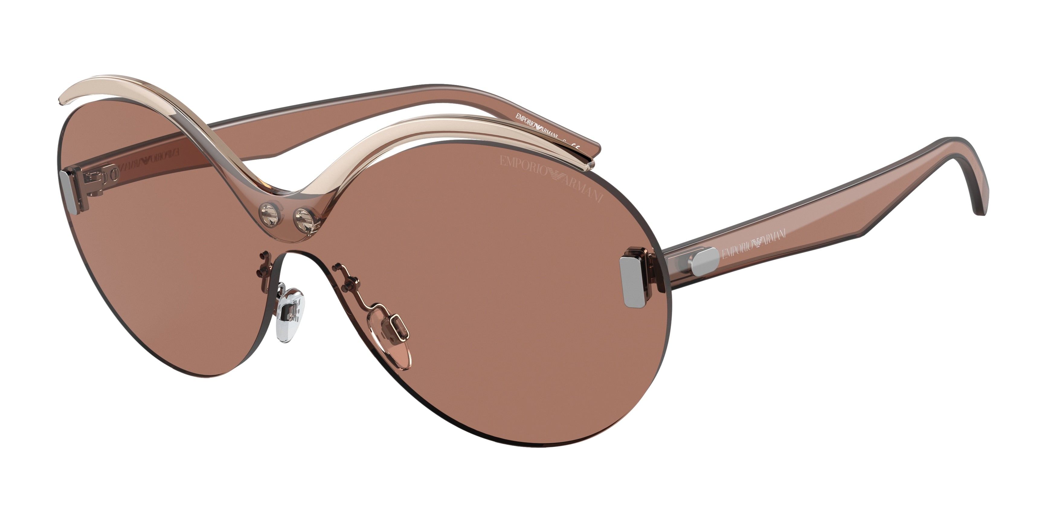 Emporio Armani EA2131 Round Sunglasses 3053/3-Dark Brown 40-145-140 - Color Map Brown