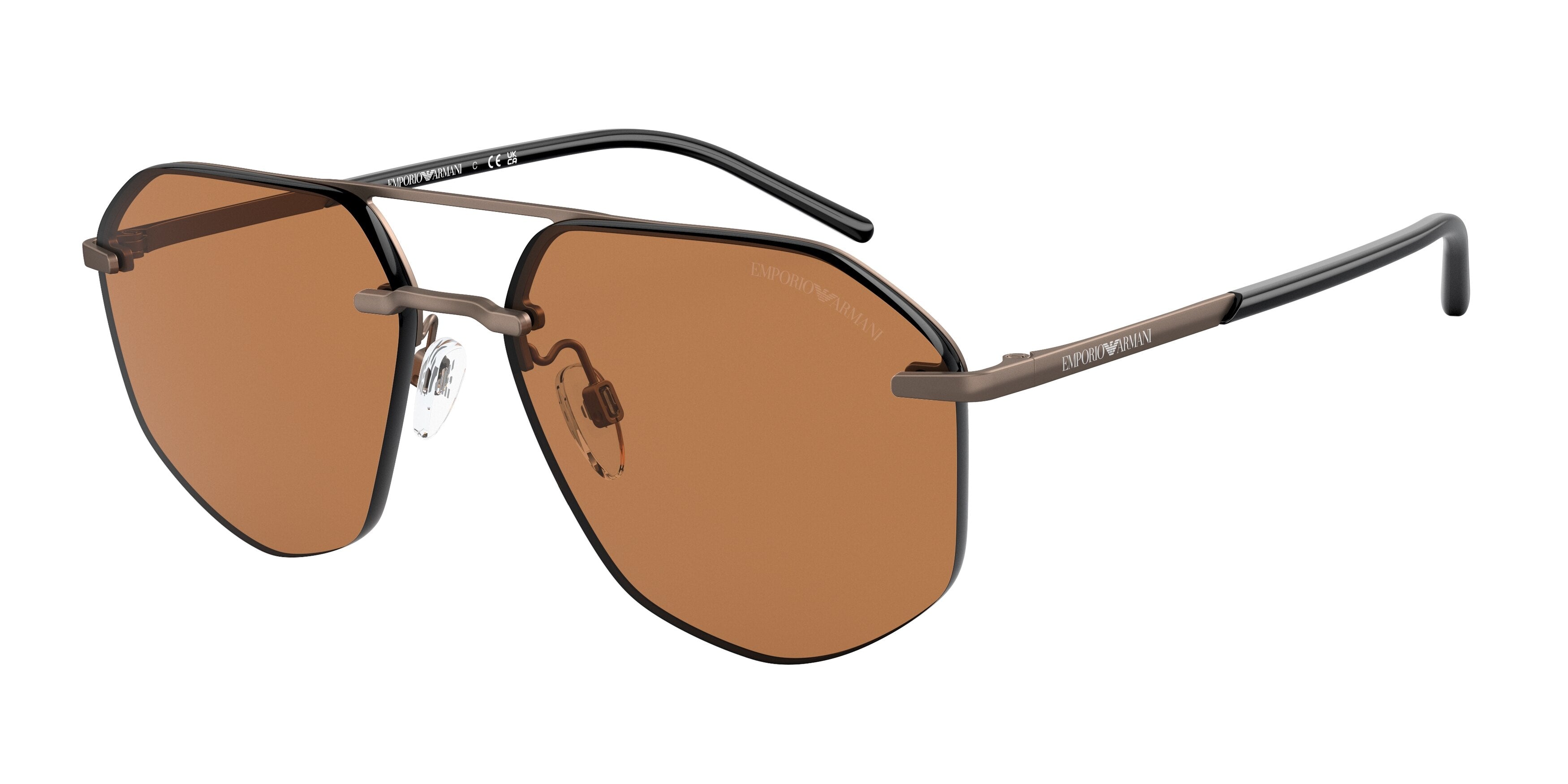 Emporio Armani EA2132 Pilot Sunglasses 300673-Matte Bronze 59-145-16 - Color Map Copper
