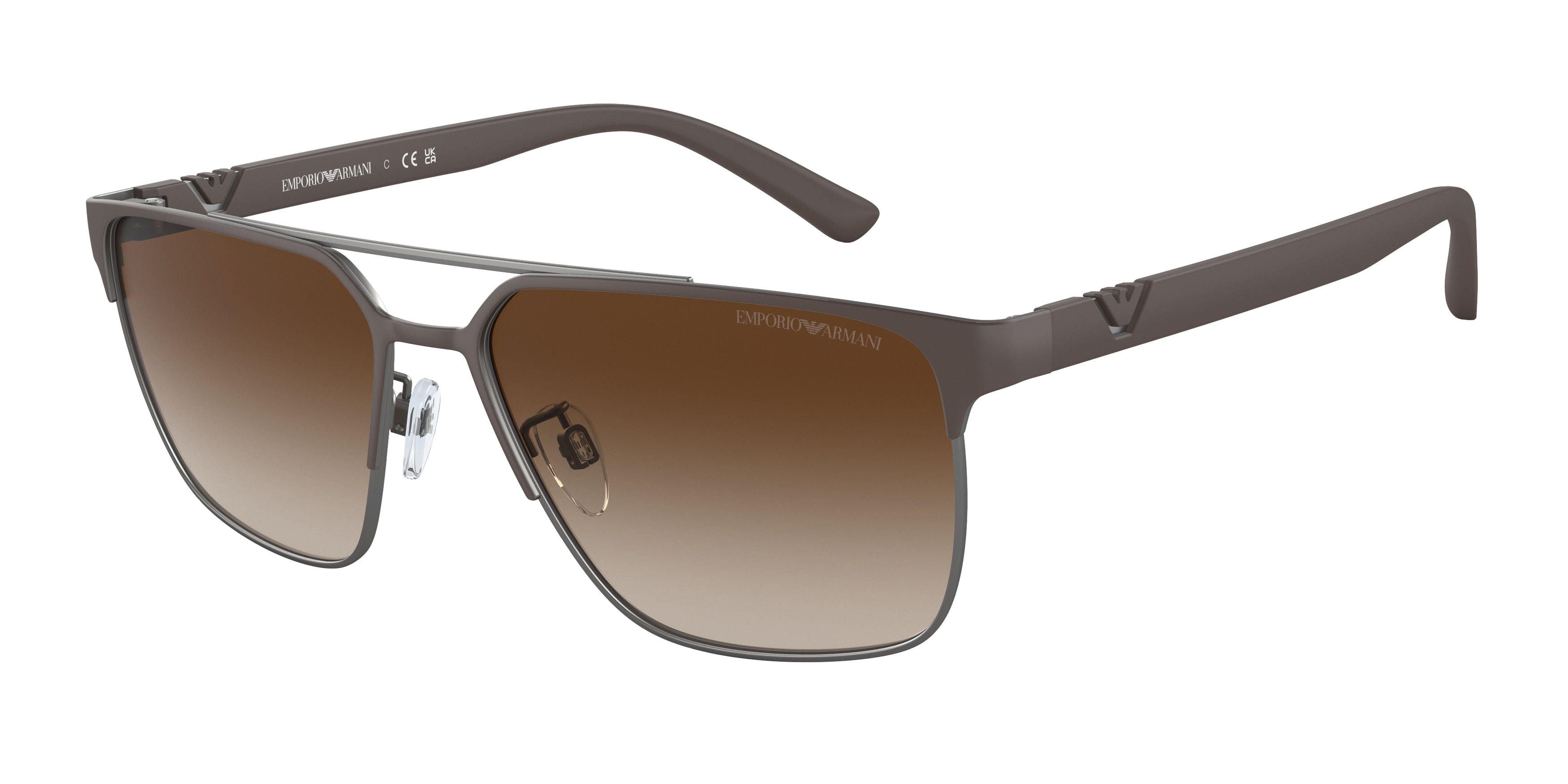 Emporio Armani EA2134 Square Sunglasses 316113-Matte Brown/Gunmetal 58-145-16 - Color Map Brown