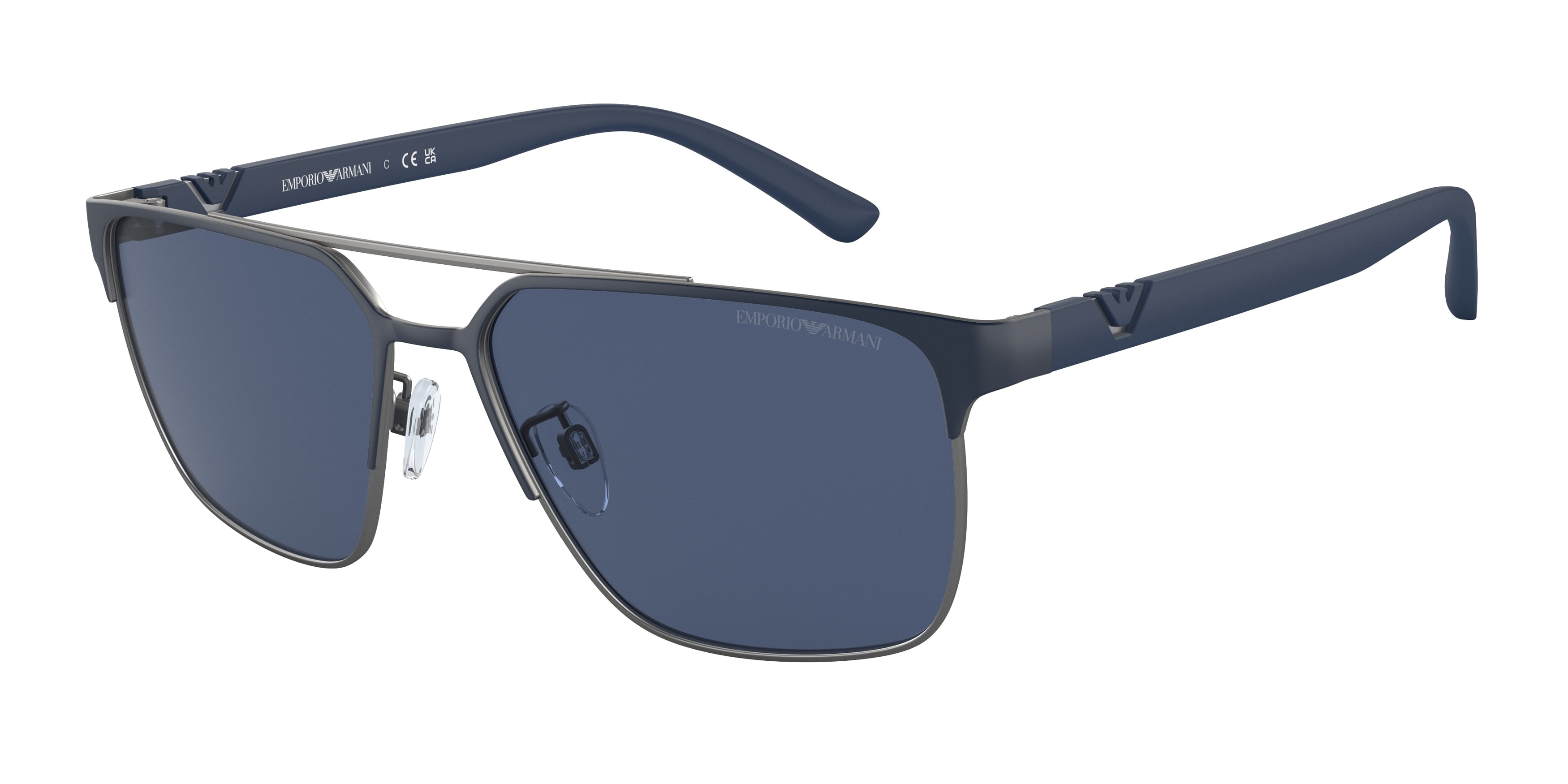 Emporio Armani EA2134 Square Sunglasses 316280-Matte Blue/Gunmetal 58-145-16 - Color Map Blue