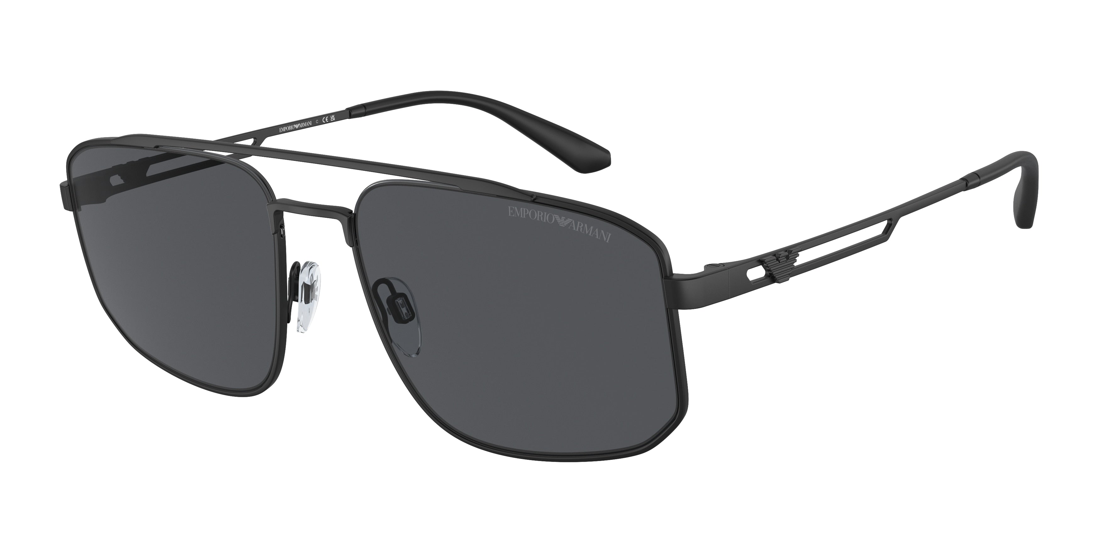 Emporio Armani EA2139 Rectangle Sunglasses 300187-Matte Black 57-145-18 - Color Map Black