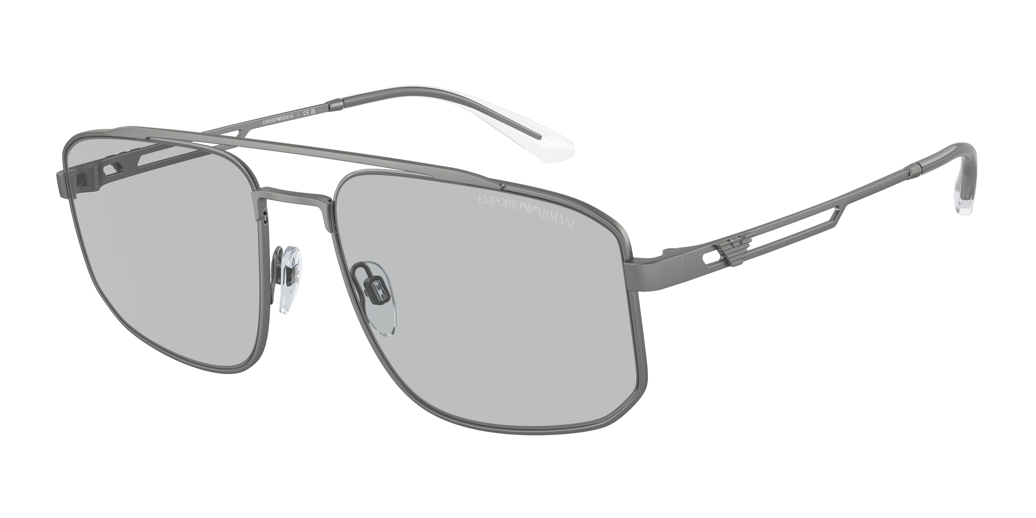 Emporio Armani EA2139 Rectangle Sunglasses 300387-Matte Gunmetal 57-145-18 - Color Map Grey