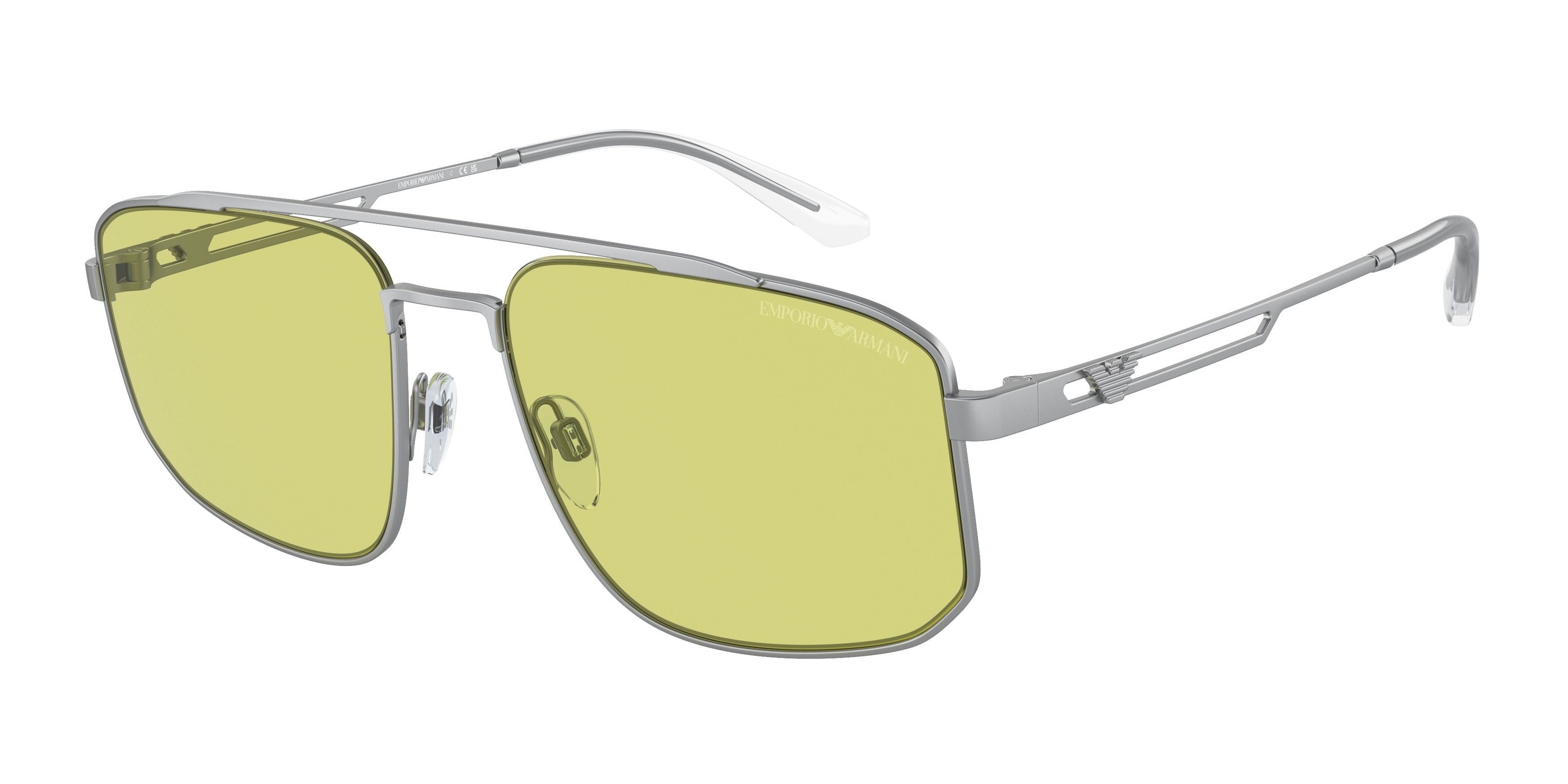 Emporio Armani EA2139 Rectangle Sunglasses 3045/2-Matte Silver 57-145-18 - Color Map Silver