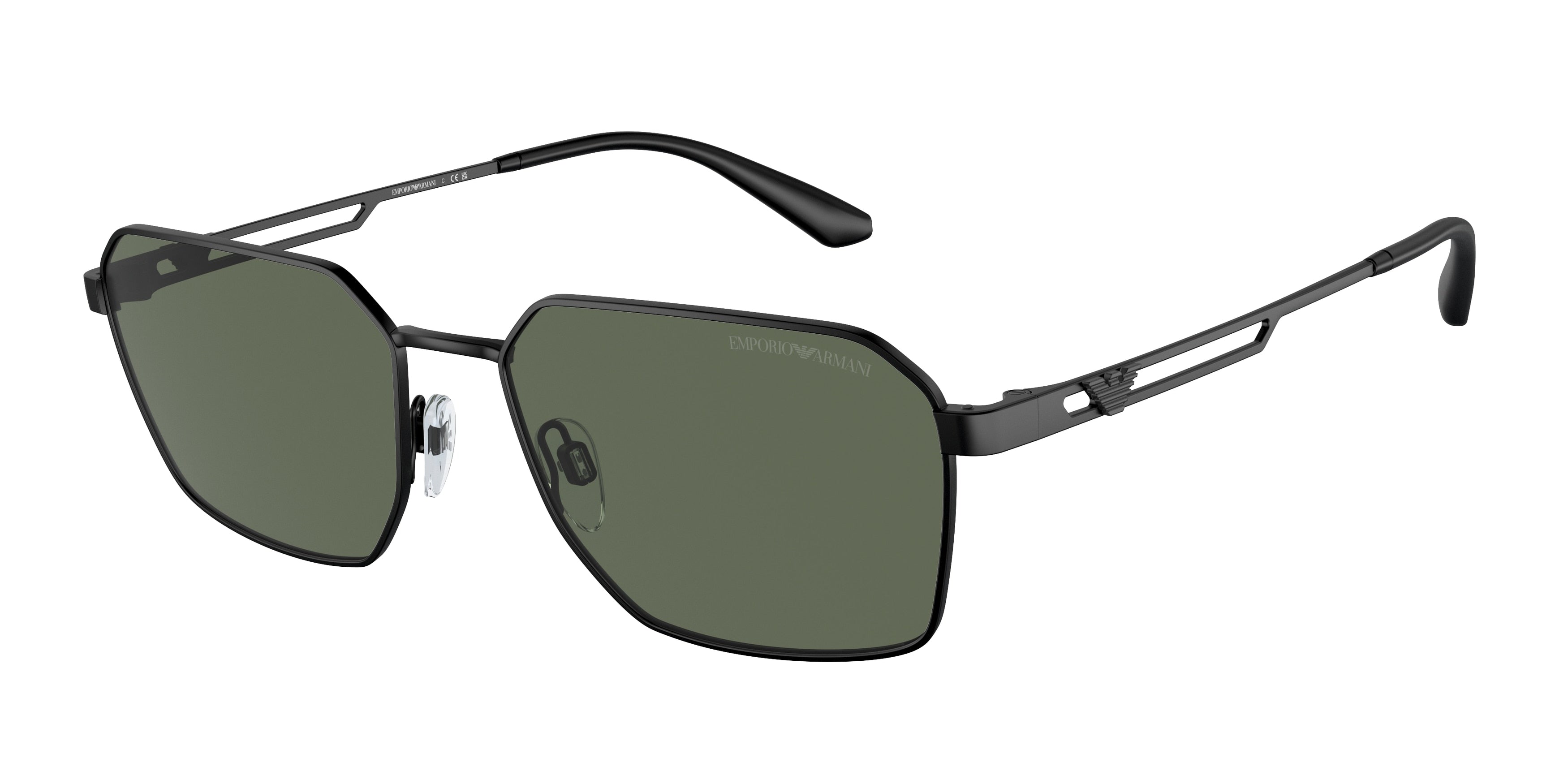 Emporio Armani EA2140 Rectangle Sunglasses 300171-Matte Black 57-145-17 - Color Map Black