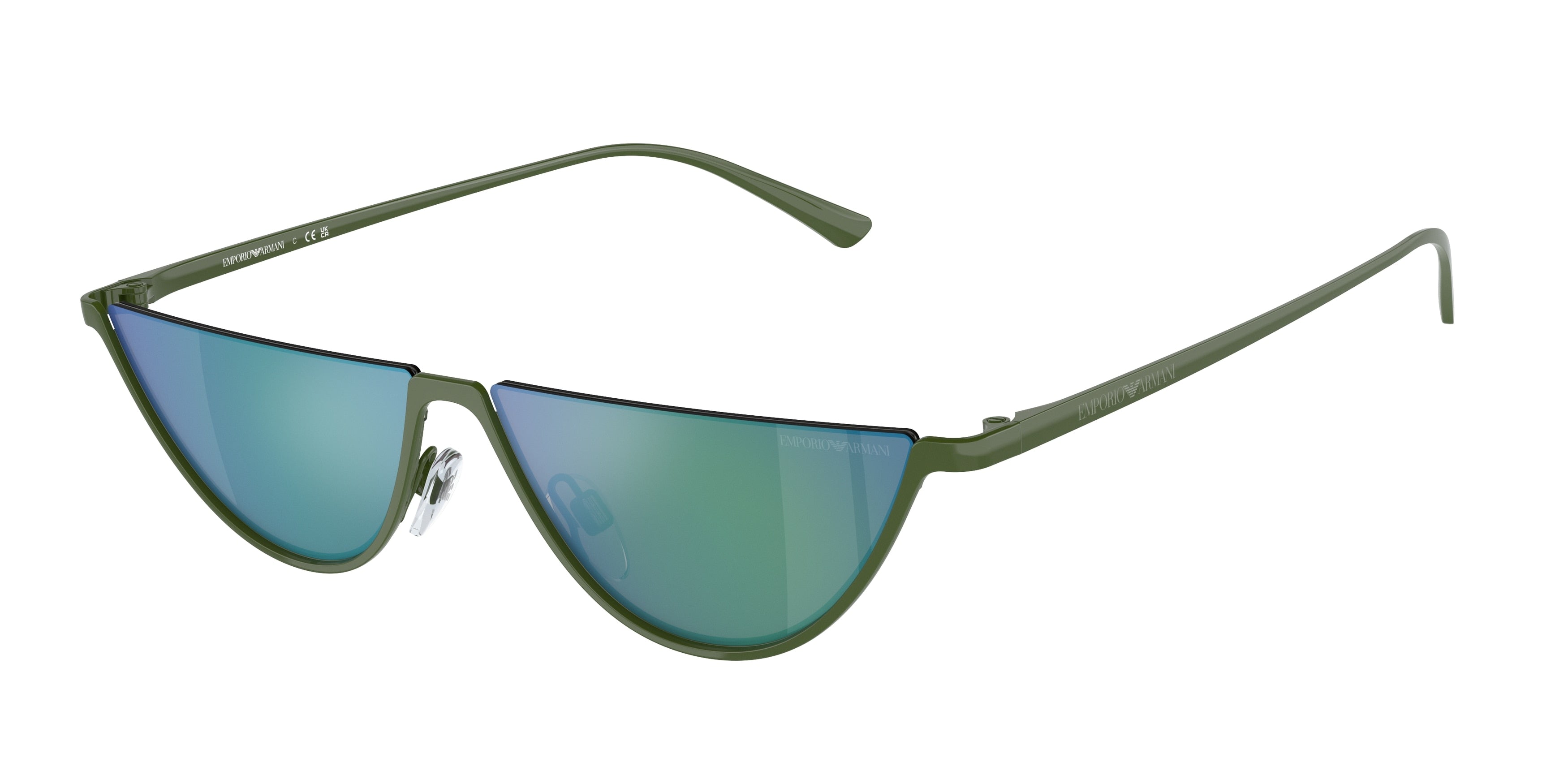 Emporio Armani EA2143 Oval Sunglasses 33488N-Shiny Green 57-145-12 - Color Map Green