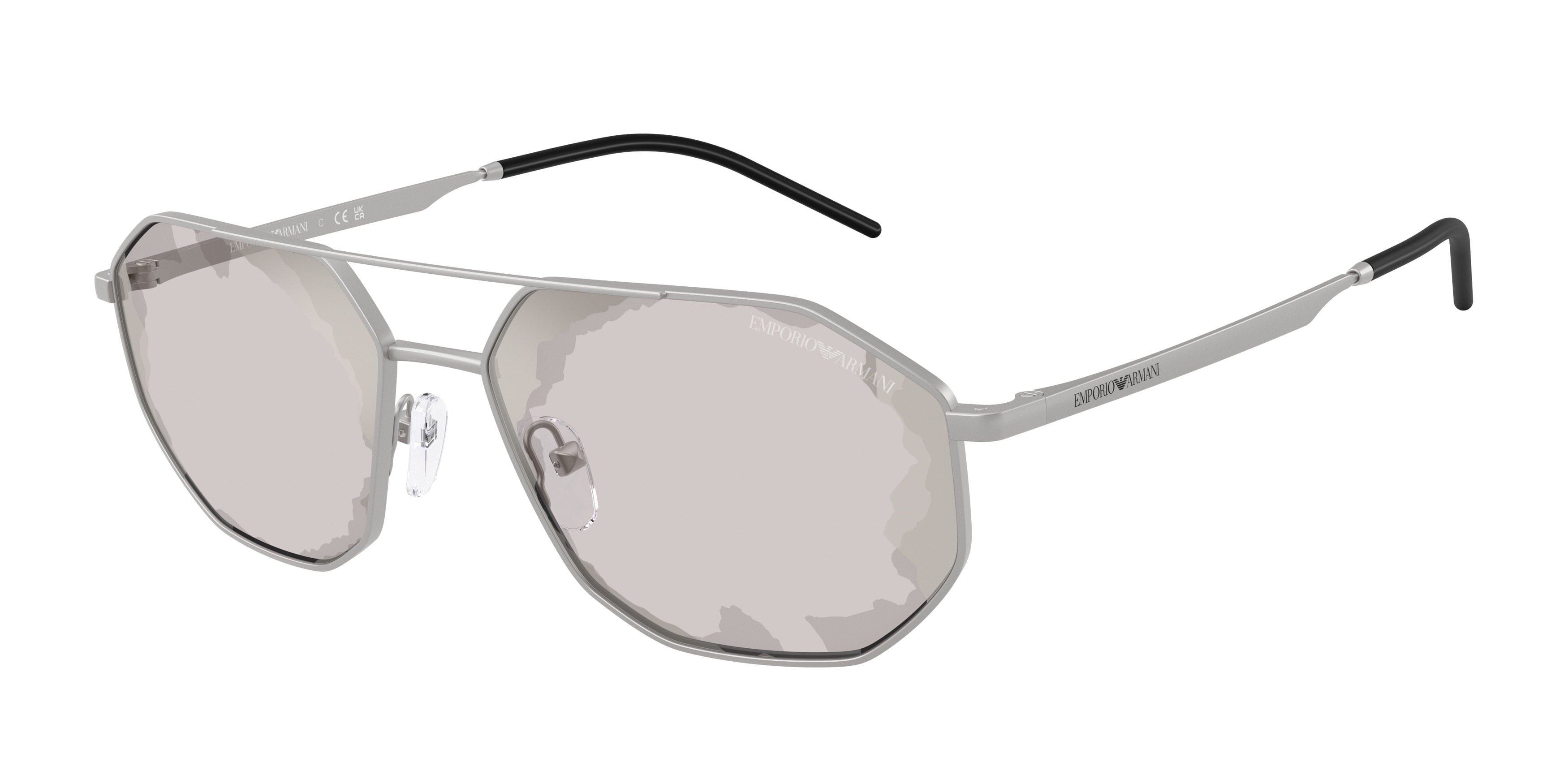 Emporio Armani EA2147 Irregular Sunglasses 30157F-Matte Silver 58-145-16 - Color Map Silver