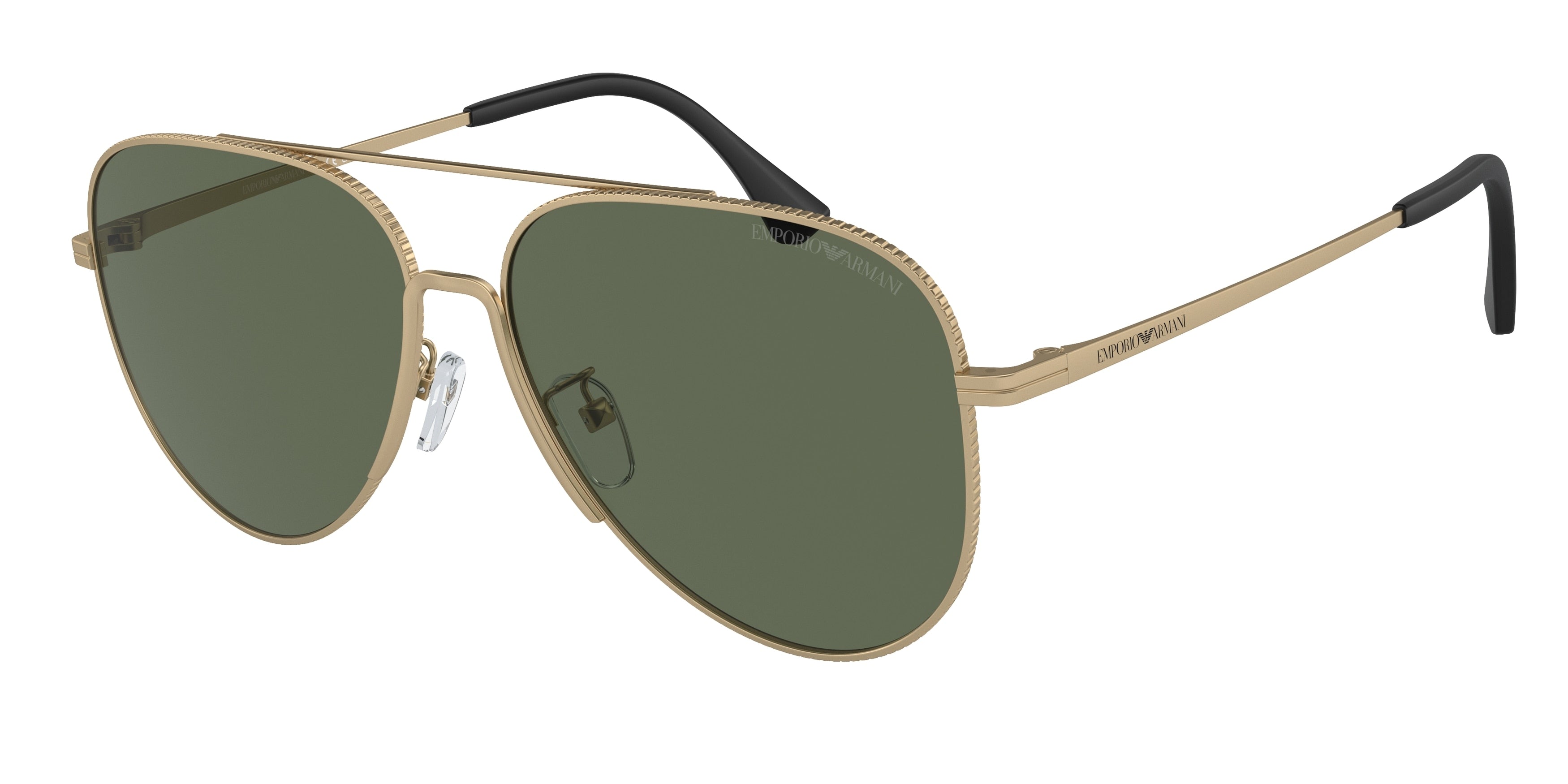 Emporio Armani EA2149D Pilot Sunglasses 300271-Matte Pale Gold 60-145-15 - Color Map Gold