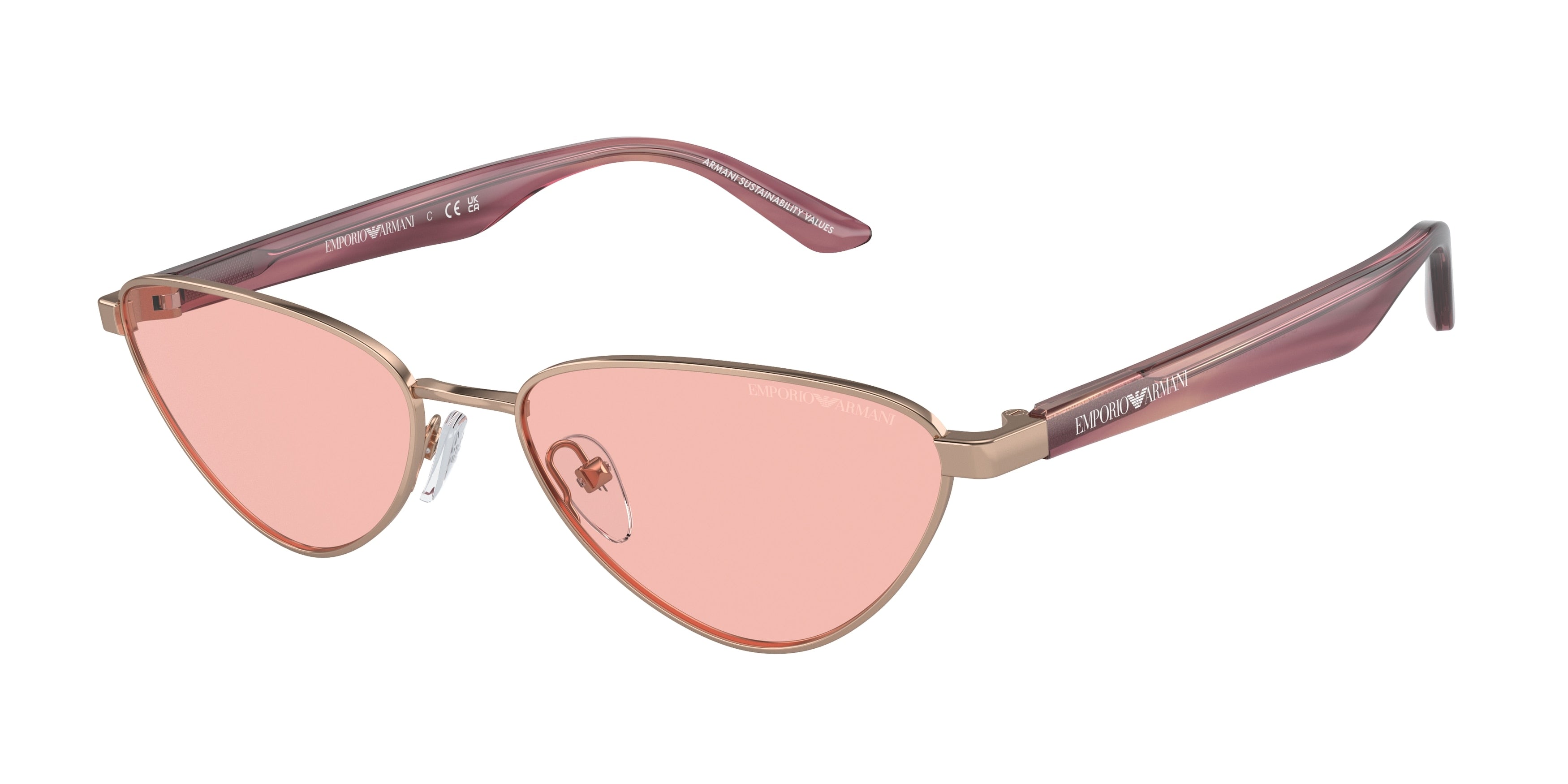 Emporio Armani EA2153 Irregular Sunglasses 3011/5-Shiny Rose Gold 56-140-17 - Color Map Gold