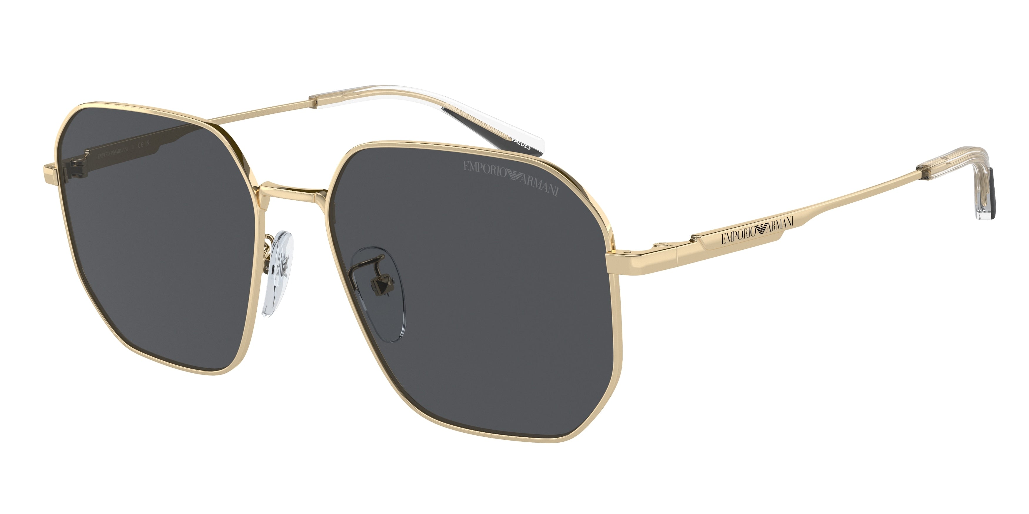 Emporio Armani EA2154D Pilot Sunglasses 301387-Shiny Pale Gold 57-145-17 - Color Map Gold