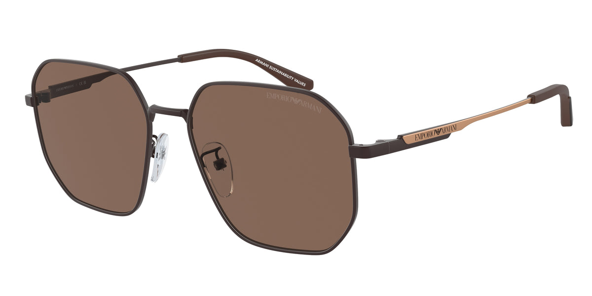 Emporio Armani EA2154D Pilot Sunglasses for Men — Free Shipping - 57-145-17 / 320173-Matte Brown