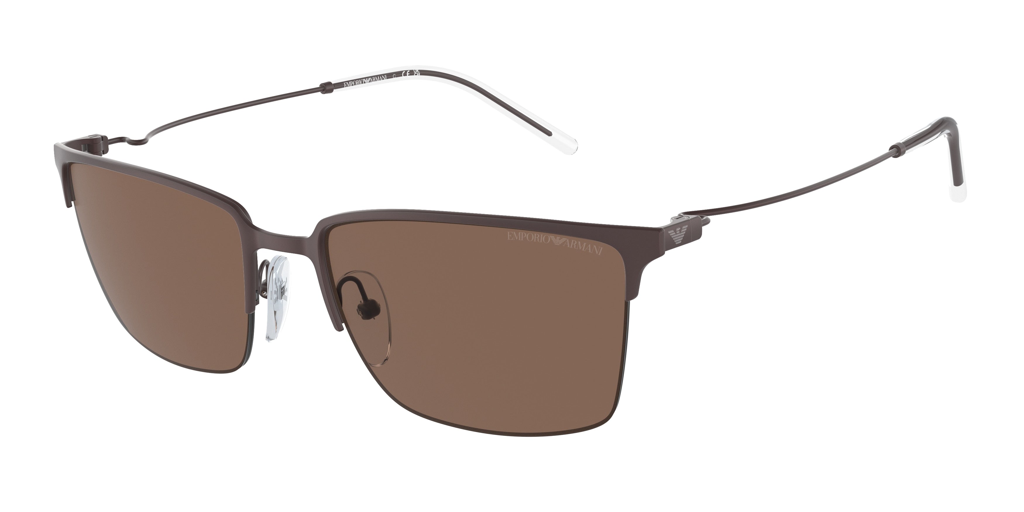 Emporio Armani EA2155 Square Sunglasses 338073-Matte Brown 58-145-19 - Color Map Brown