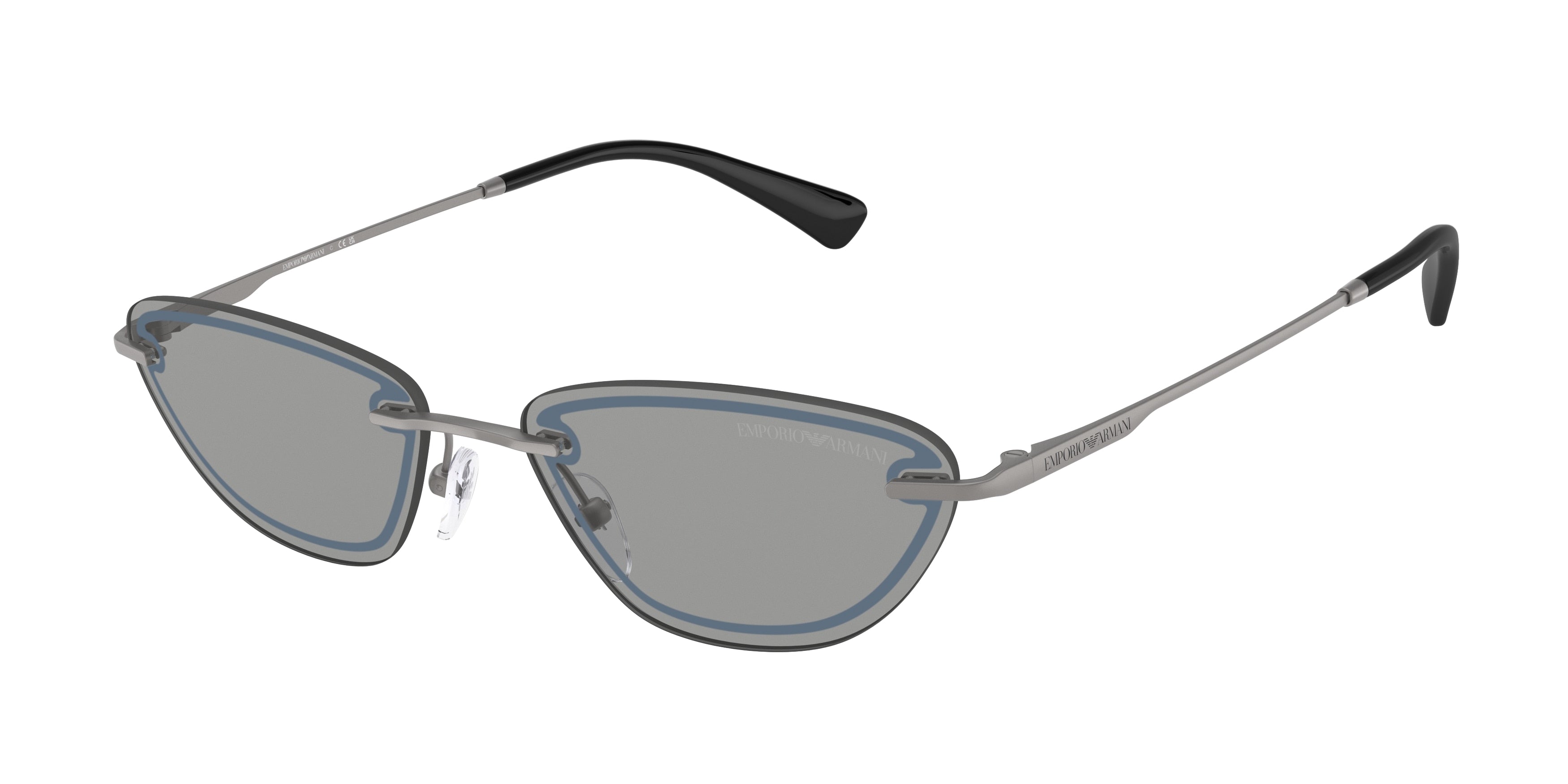 Emporio Armani EA2158 Cat Eye Sunglasses 3003/1-Shiny Gunmetal 57-140-16 - Color Map Grey