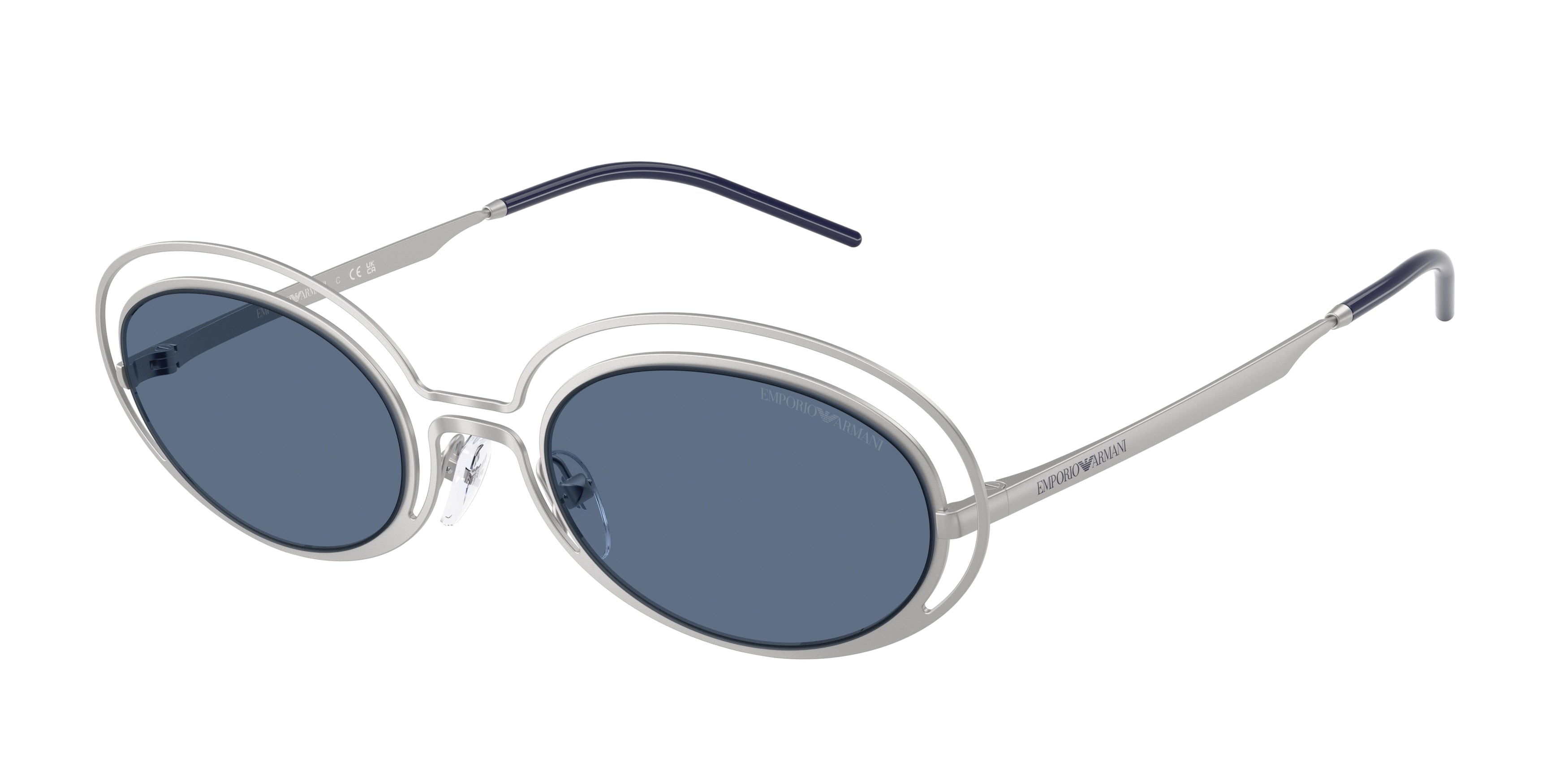 Emporio Armani EA2160 Oval Sunglasses 304580-Matte Silver 52-140-23 - Color Map Silver