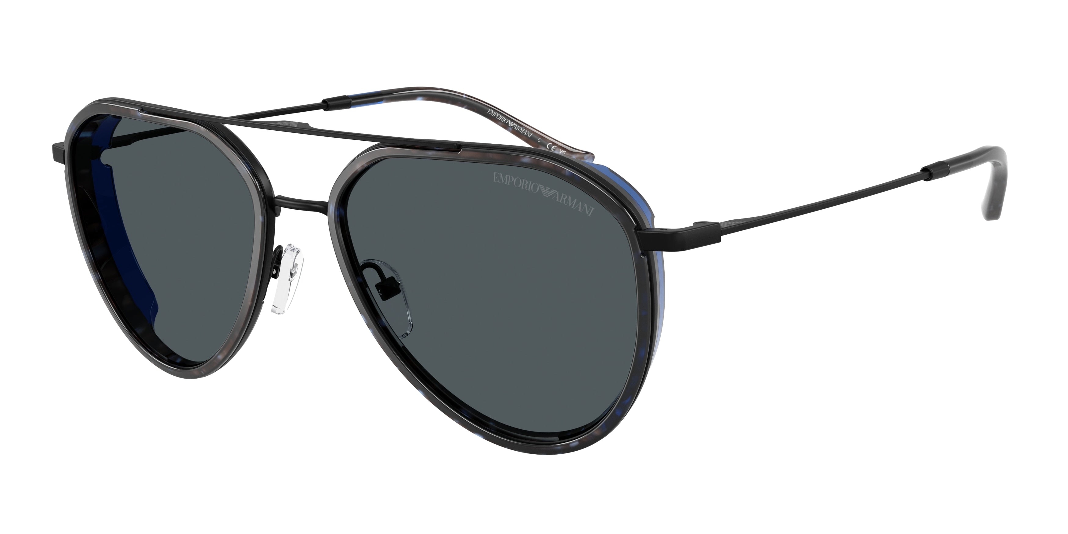 Emporio Armani EA2163 Pilot Sunglasses 300180-Matte Black 56-145-18 - Color Map Black
