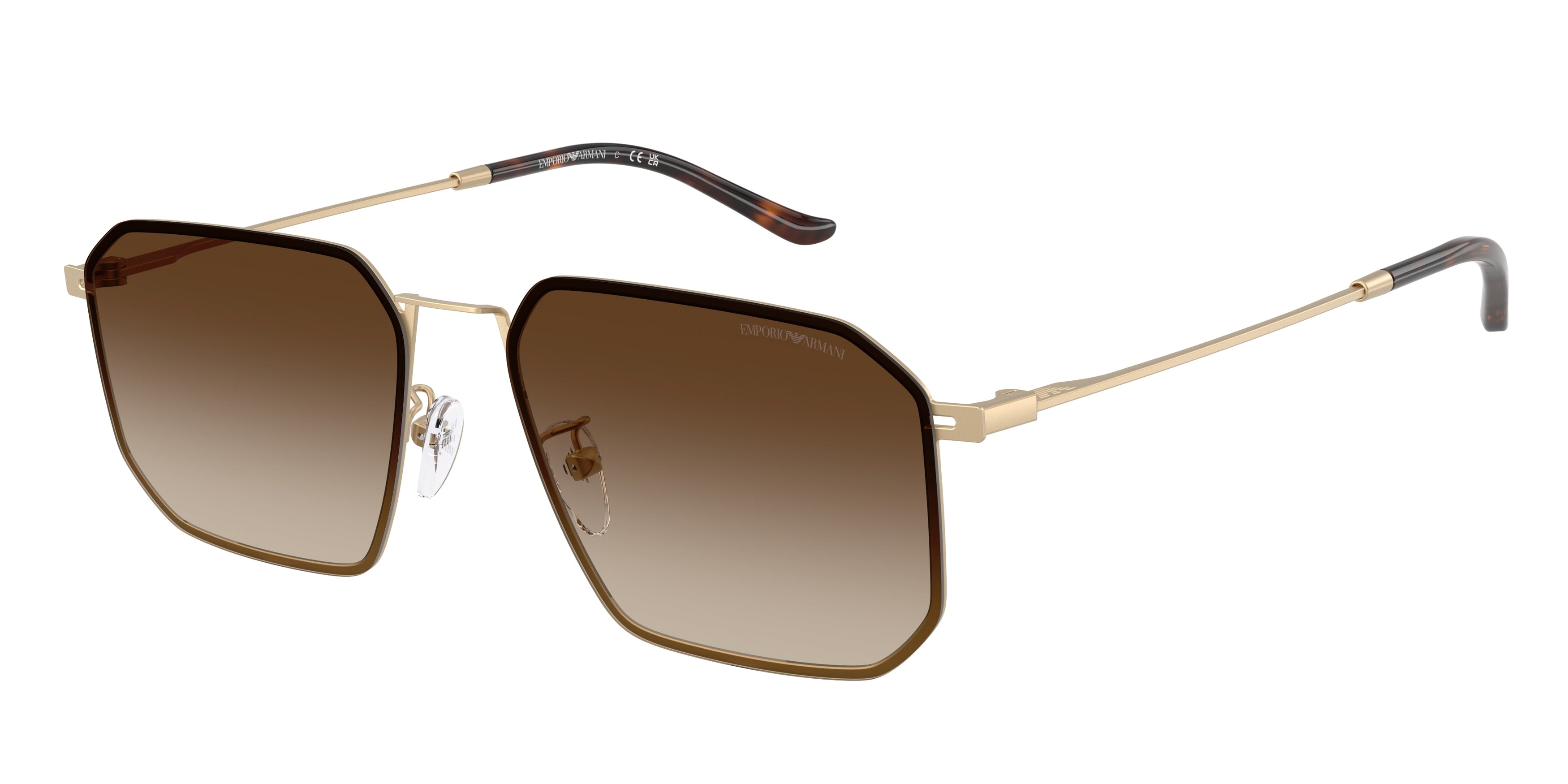 Emporio Armani EA2165D Irregular Sunglasses 300213-Matte Pale Gold 58-145-16 - Color Map Gold