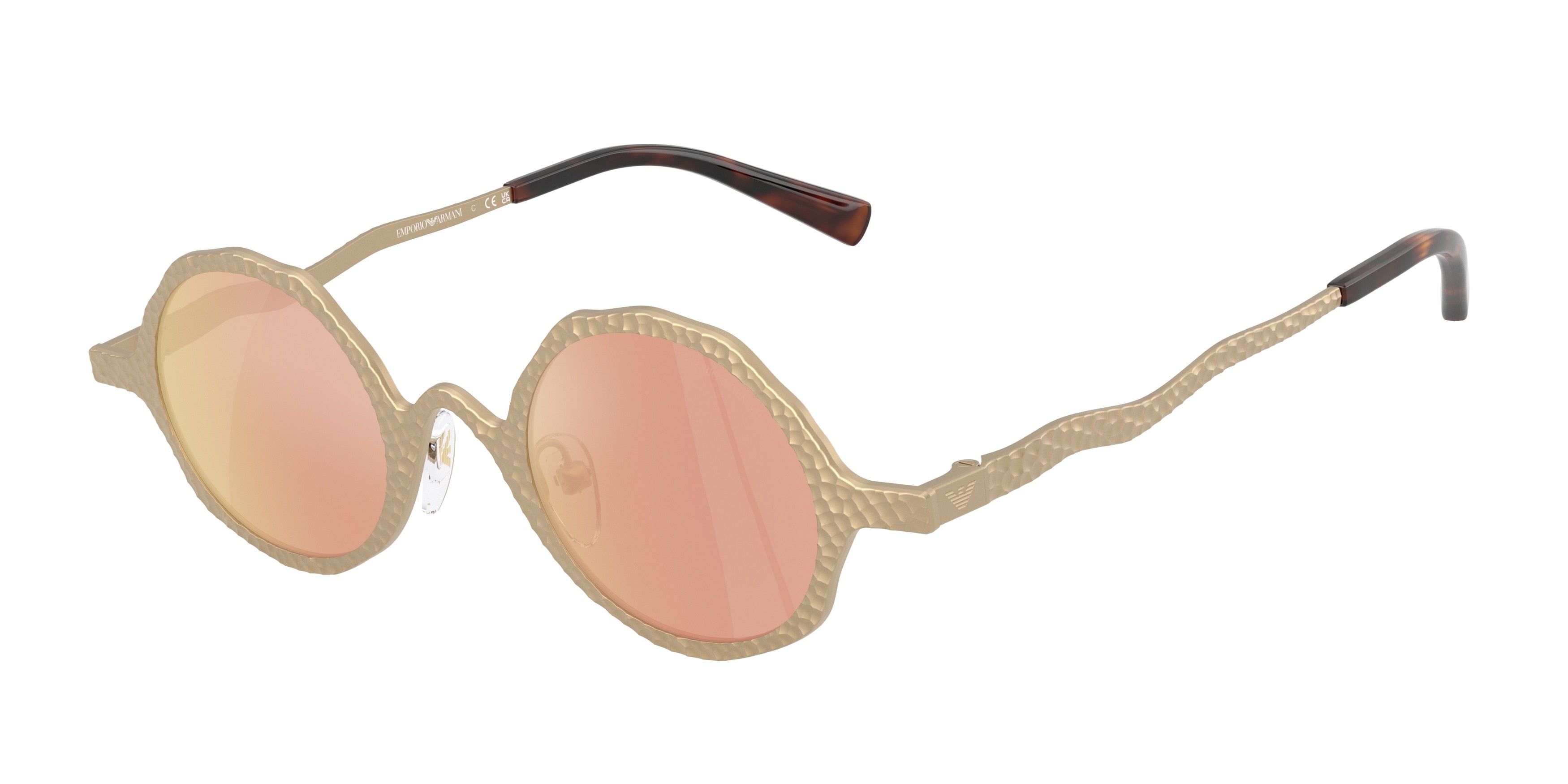 Emporio Armani EA2166 Round Sunglasses  30027J-Matte Pale Gold 41-145-22 - Color Map Gold