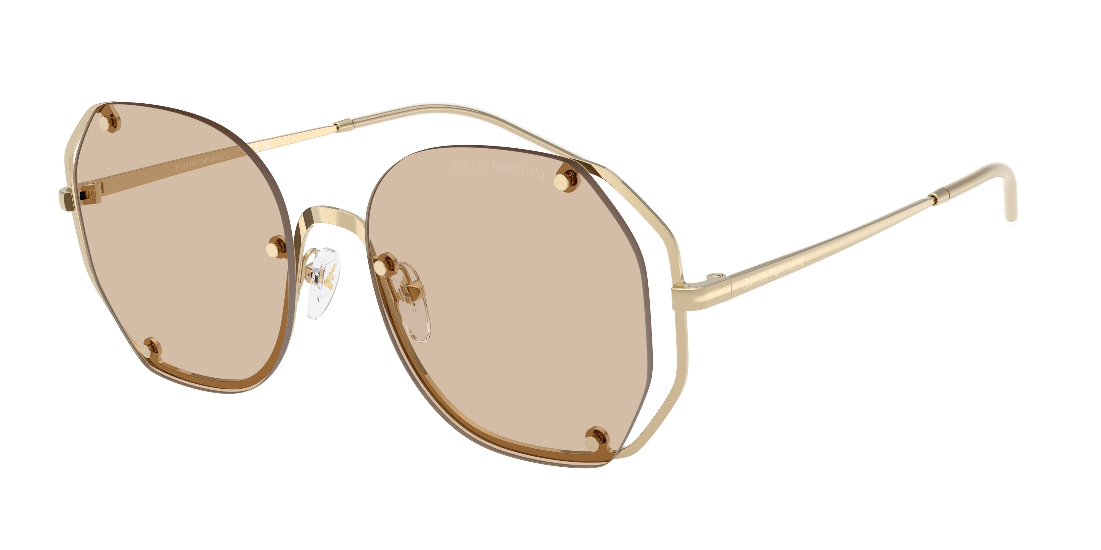 Emporio Armani EA2168 Irregular Sunglasses 301393-Shiny Pale Gold 54-140-18 - Color Map Gold