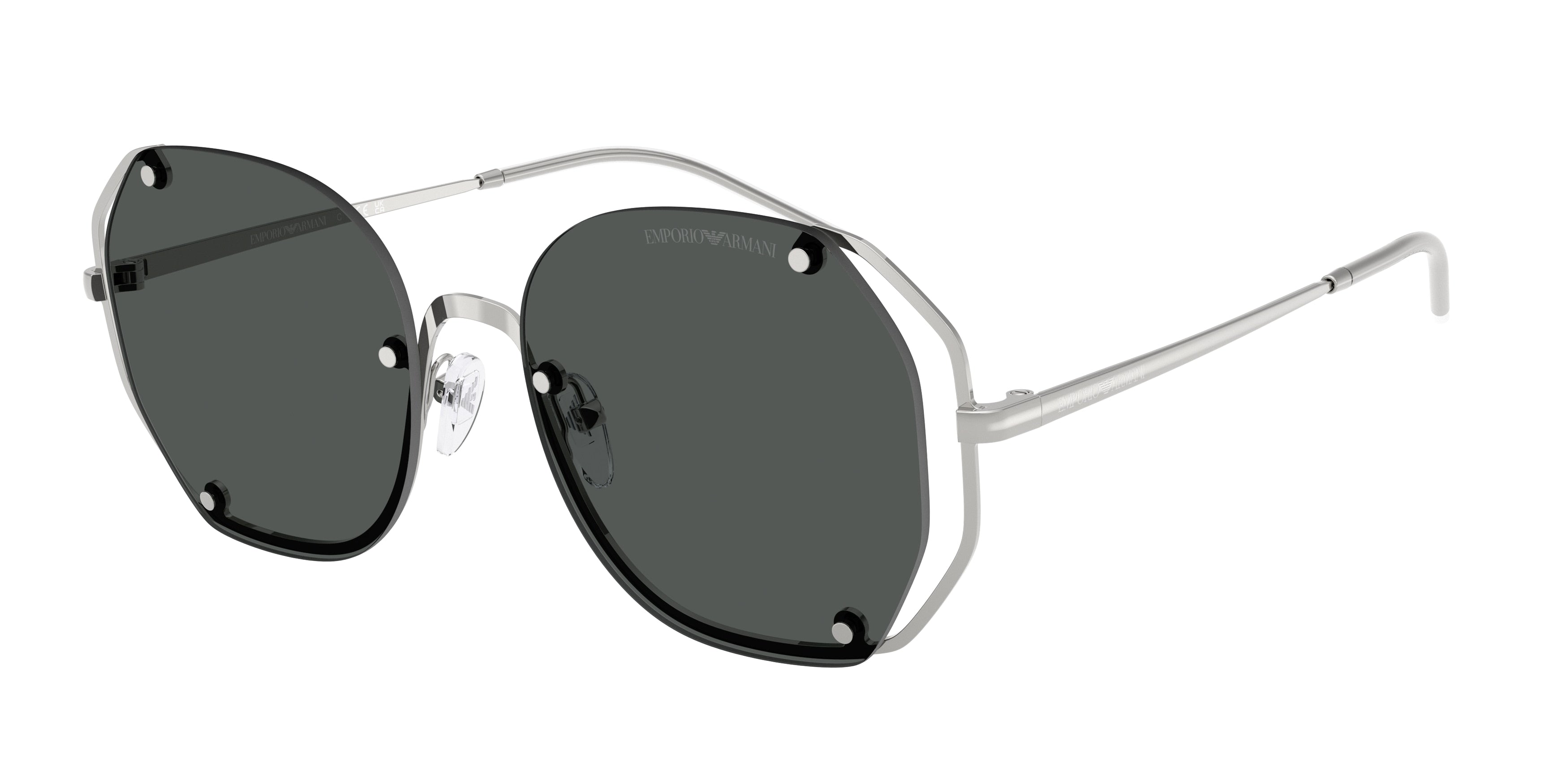 Emporio Armani EA2168 Irregular Sunglasses 301587-Shiny Silver 54-140-18 - Color Map Silver