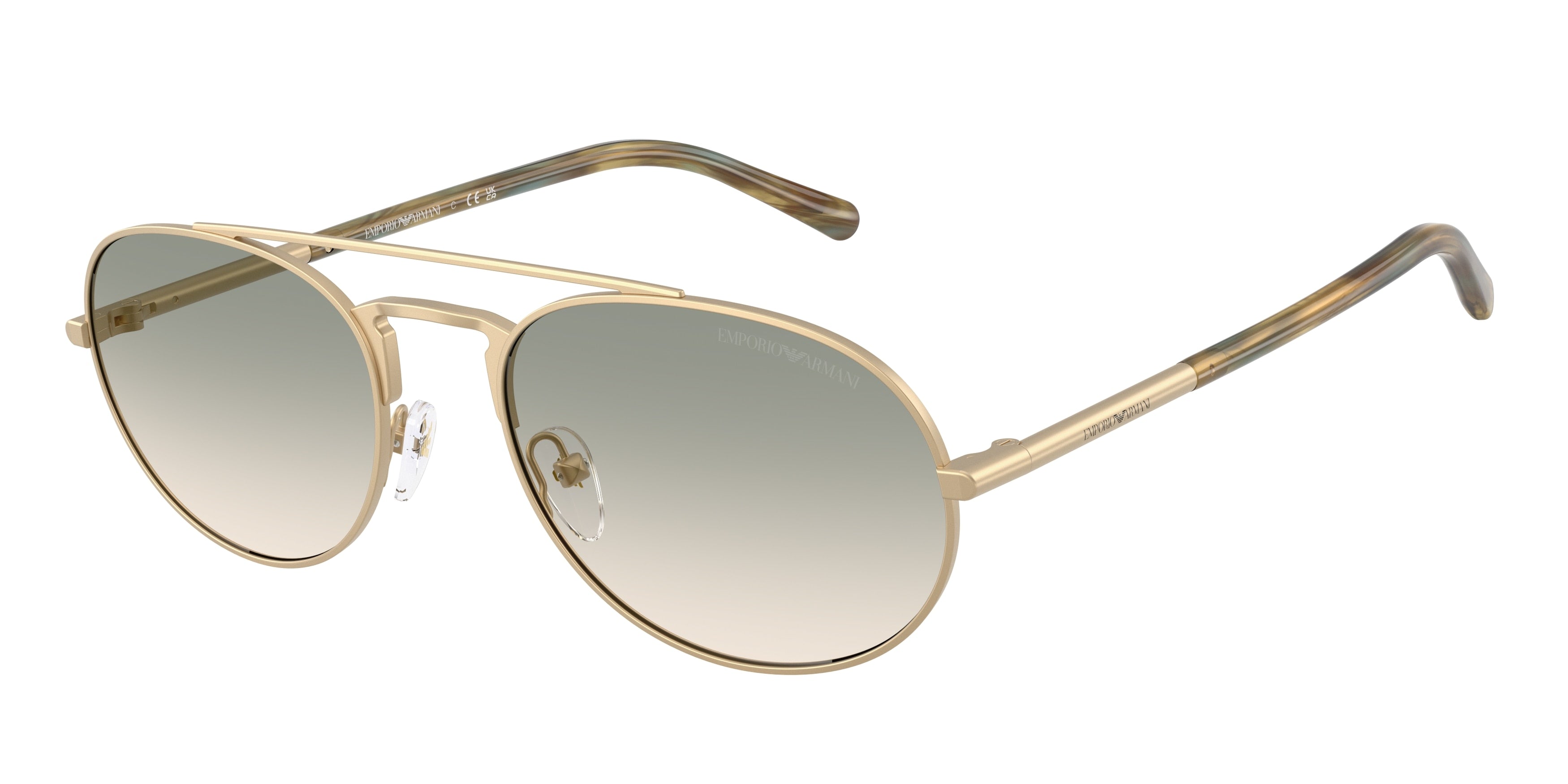 Emporio Armani EA2171 Pilot Sunglasses 30022C-Matte Pale Gold 57-145-20 - Color Map Gold