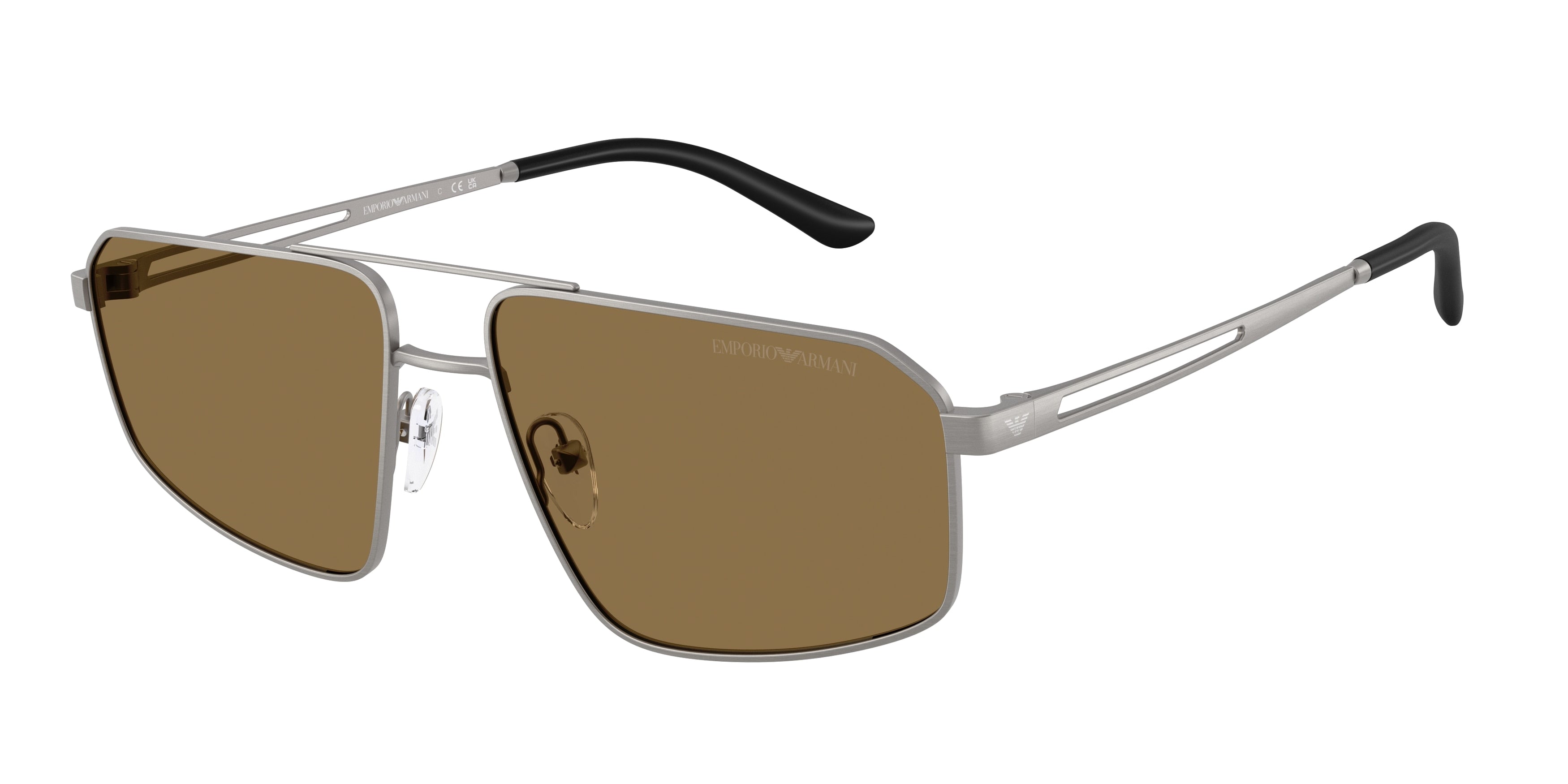 Emporio Armani EA2173 Pilot Sunglasses 303273-Brushed Matte Gunmetal 59-145-16 - Color Map Grey