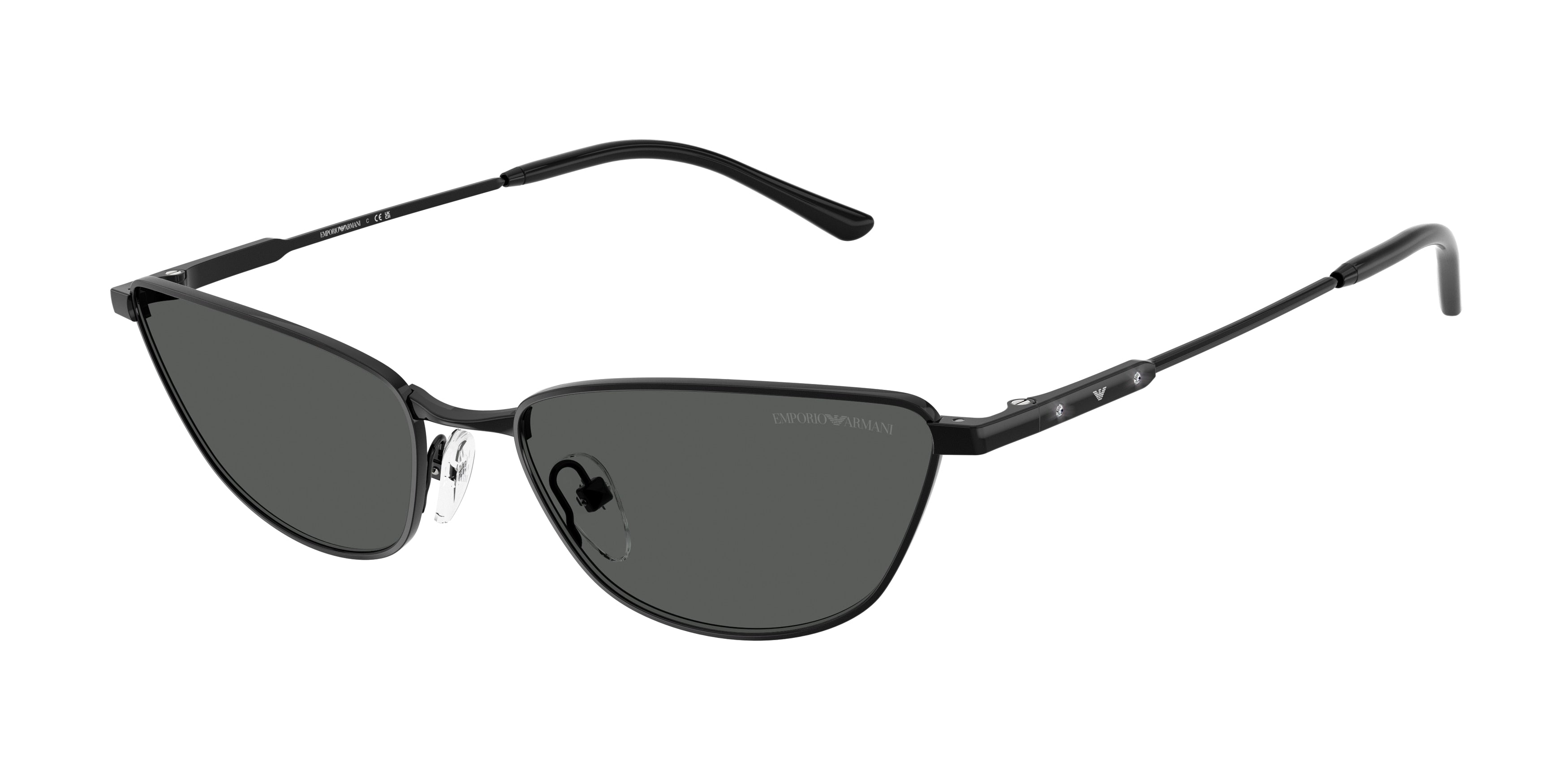 Emporio Armani EA2174B Cat Eye Sunglasses 301487-Shiny Black 55-140-17 - Color Map Black
