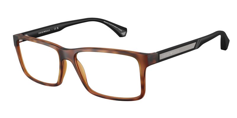Emporio Armani EA3038 Rectangle Eyeglasses 5002-Matte Havana 56-140-16 - Color Map Tortoise