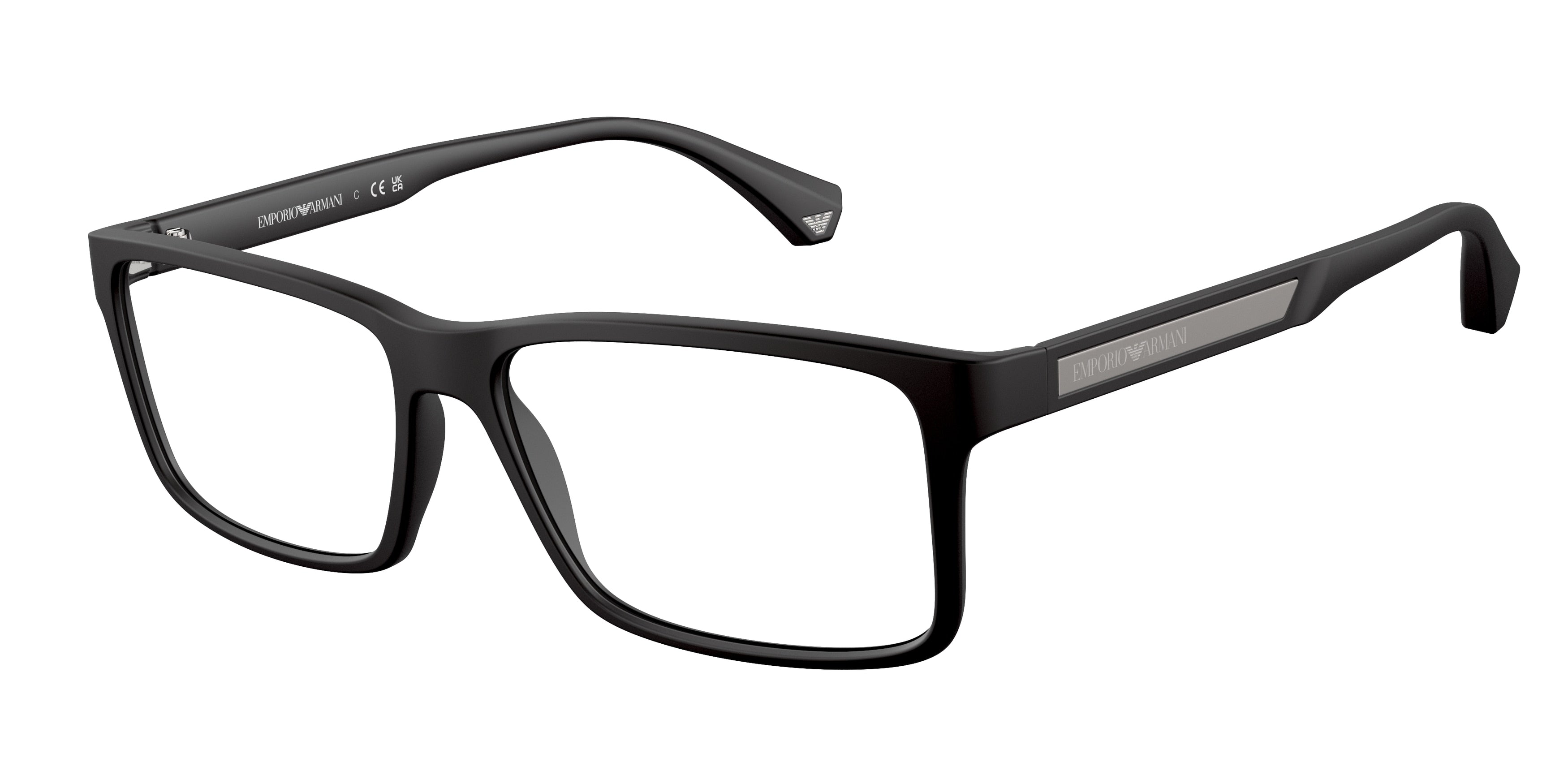 Emporio Armani EA3038 Rectangle Eyeglasses 5063-Rubber Black 56-140-16 - Color Map Black