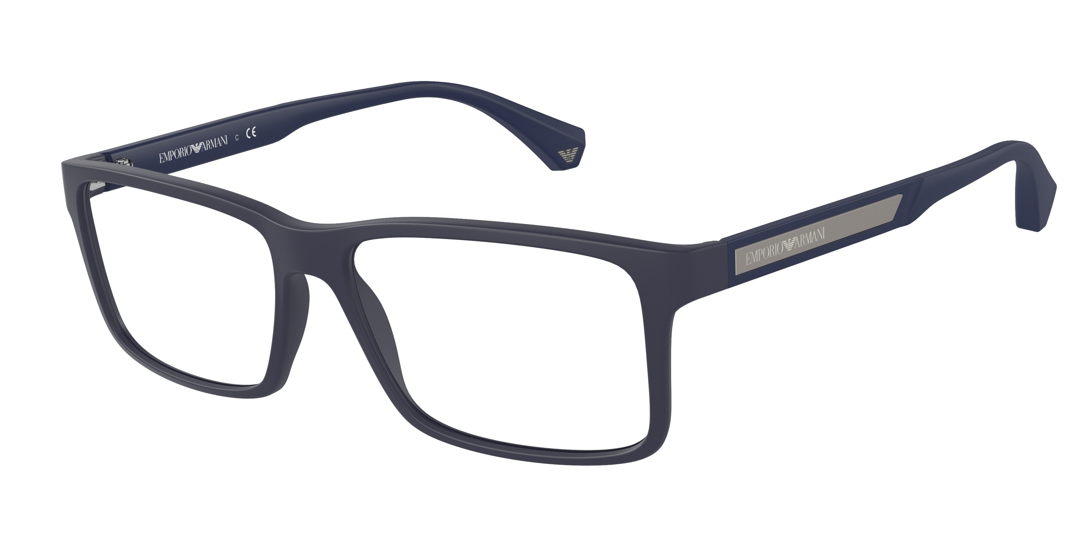 Emporio Armani EA3038 Rectangle Eyeglasses 5754-Dark Blue Rubber 56-140-16 - Color Map Blue