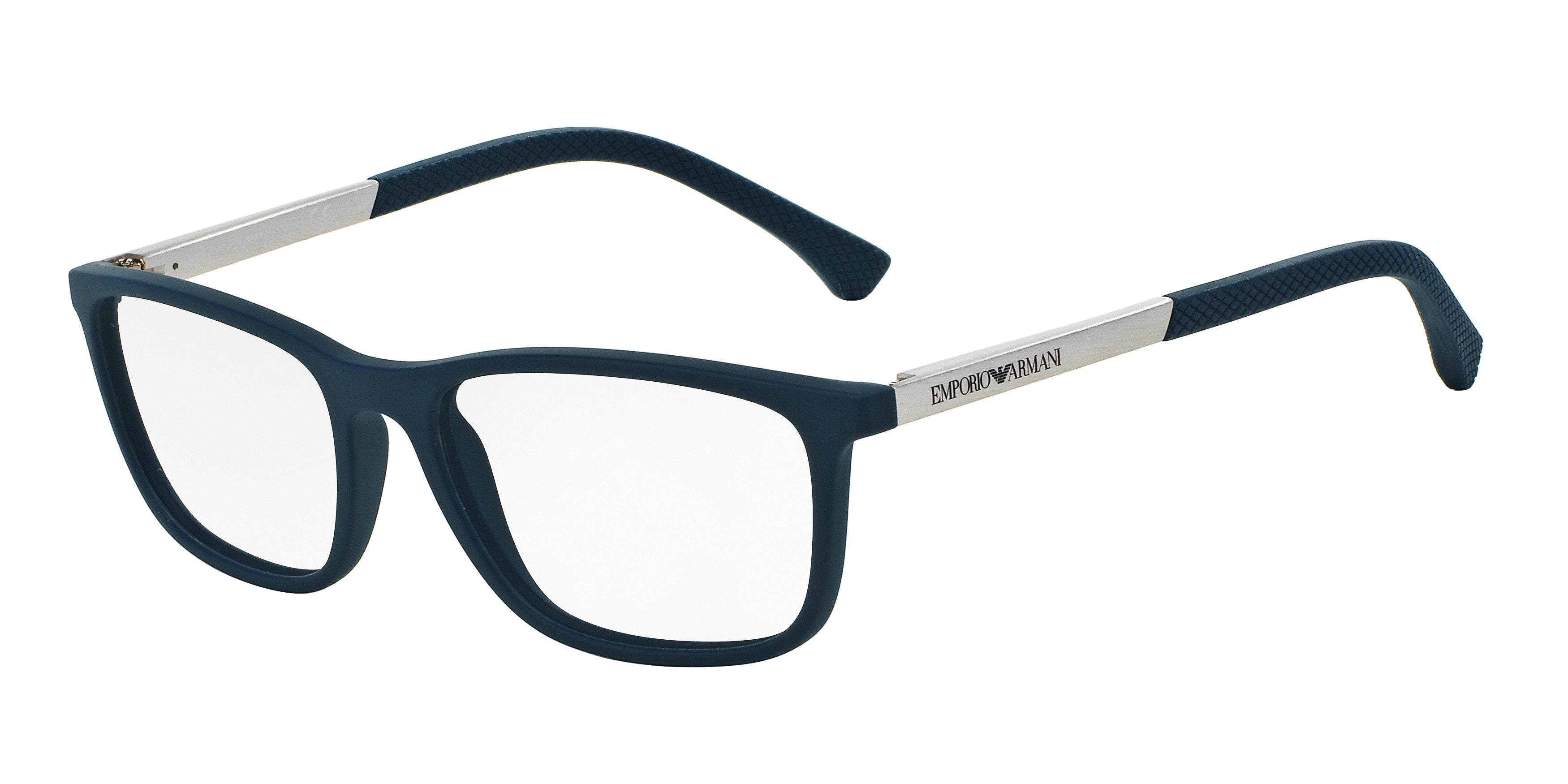 Emporio Armani ea3069 Rectangle Eyeglasses 5474-Rubber Blue 55-140-17 - Color Map Blue