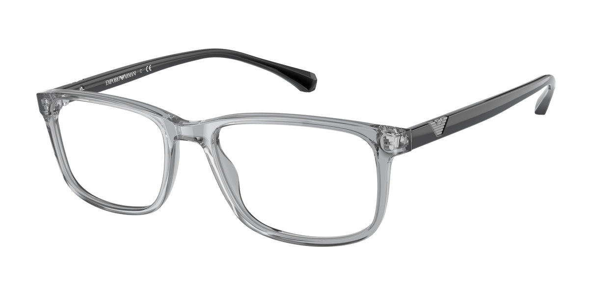 Emporio Armani EA3098 Rectangle Eyeglasses 5029-Transparent Grey 53-140-18 - Color Map Grey
