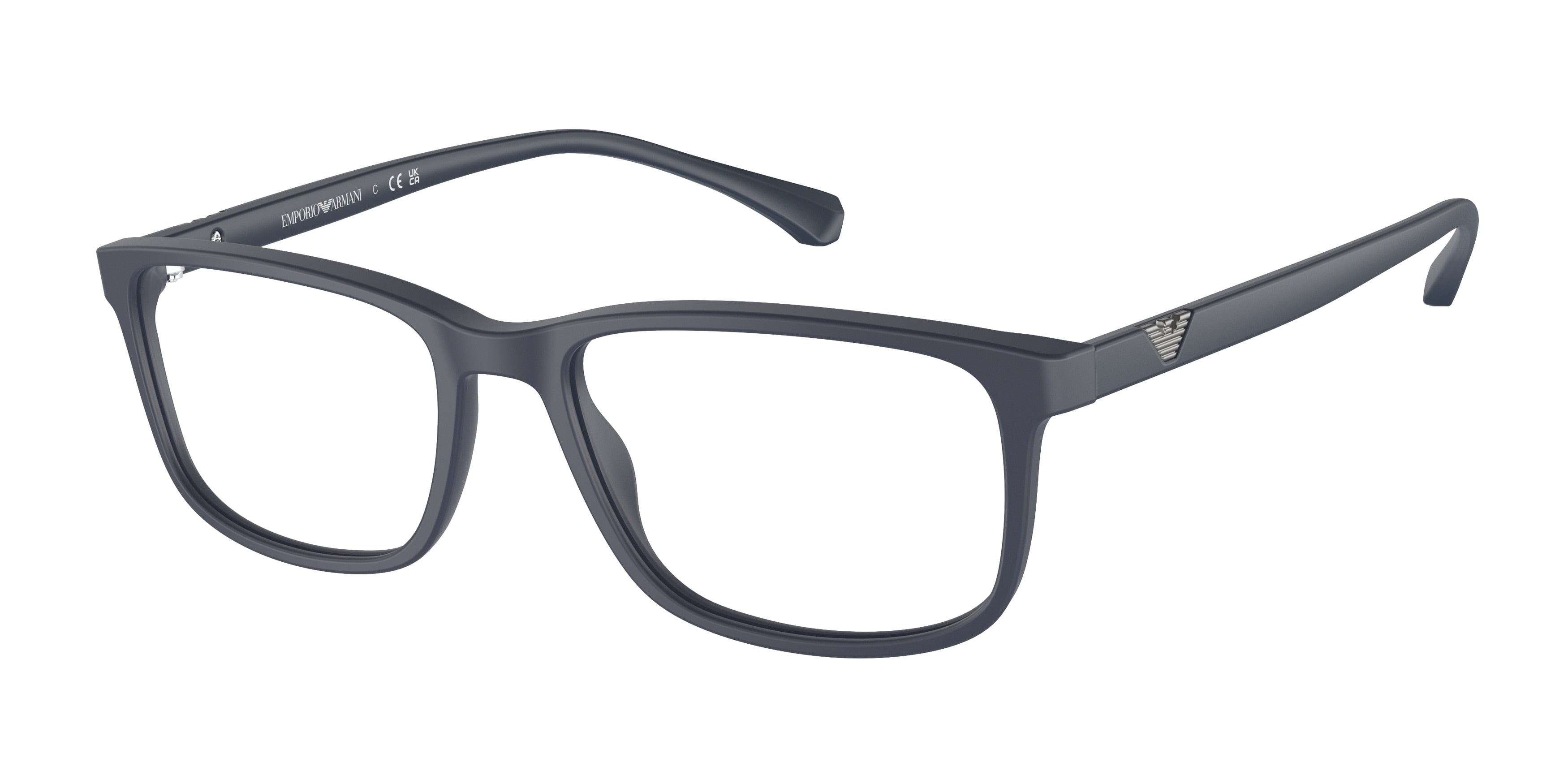 Emporio Armani EA3098 Rectangle Eyeglasses 5088-Matte Blue 53-140-18 - Color Map Blue