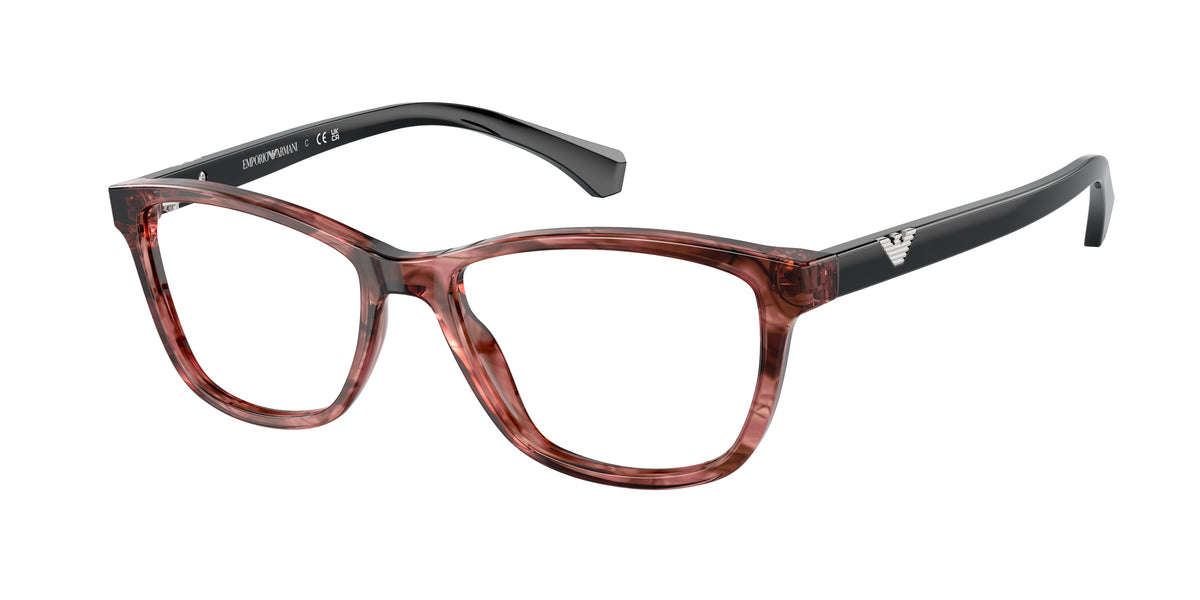 Emporio Armani EA3099 Cat Eye Eyeglasses 5553-Shiny Striped Pink 54-140-16 - Color Map Pink