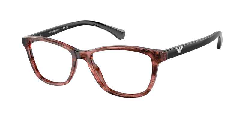Emporio Armani EA3099 Cat Eye Eyeglasses 5553-Shiny Striped Pink 54-140-16 - Color Map Pink