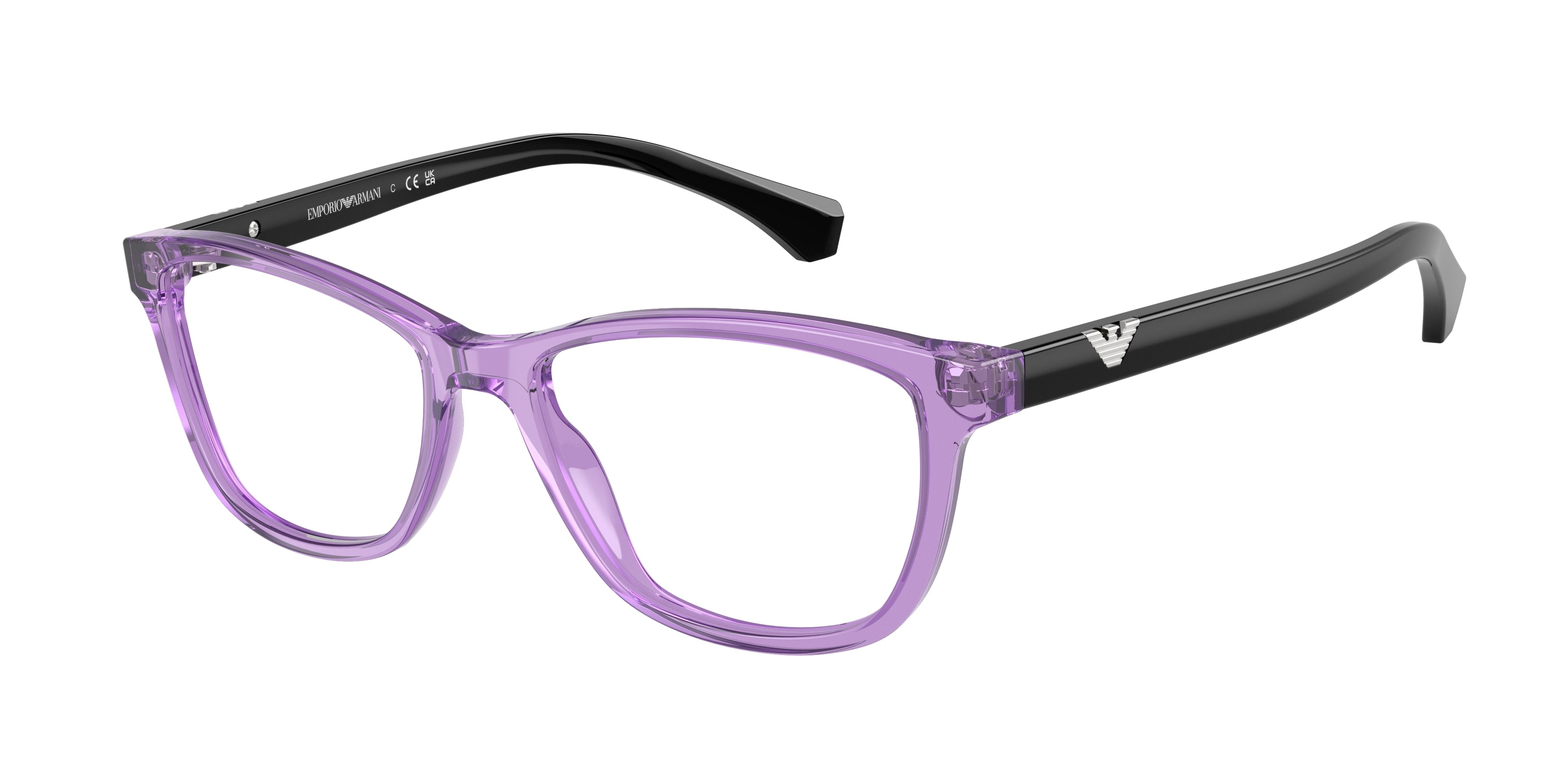 Emporio Armani EA3099 Cat Eye Eyeglasses 6197-Shiny Transparent Violet 54-140-16 - Color Map Violet