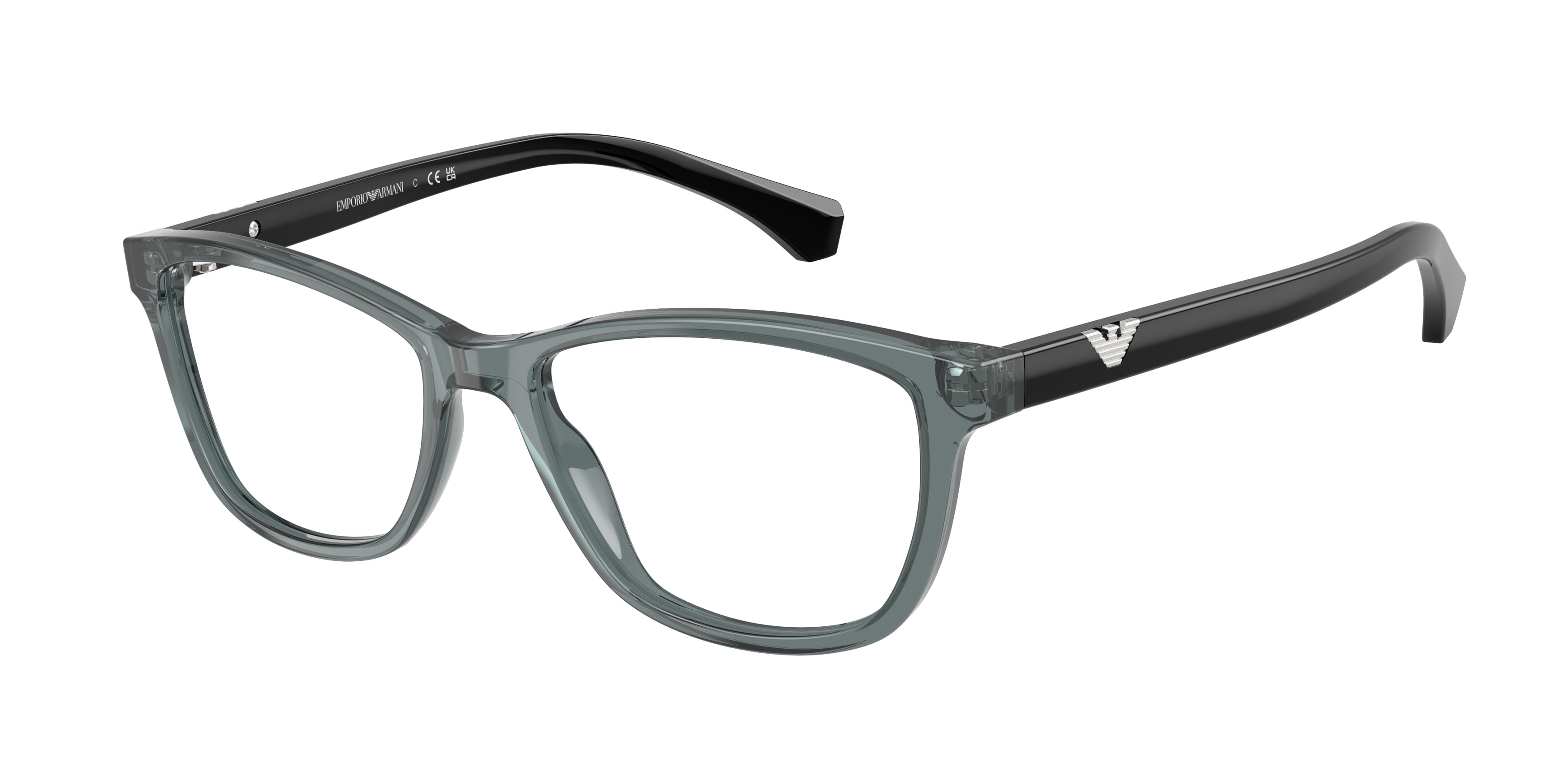 Emporio Armani EA3099 Cat Eye Eyeglasses 6364-Shiny Transparent Grey 54-140-16 - Color Map Grey
