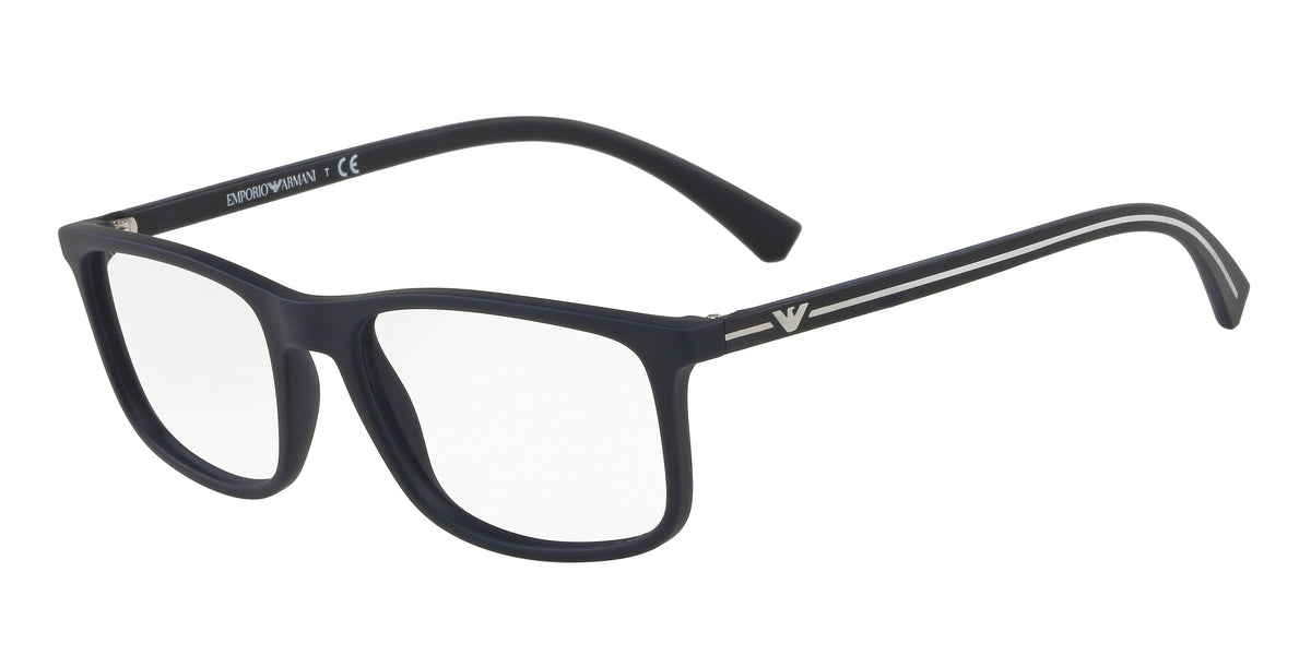 Emporio Armani EA3135F Pillow Eyeglasses 5692-Rubber Blue 55-140-18 - Color Map Blue