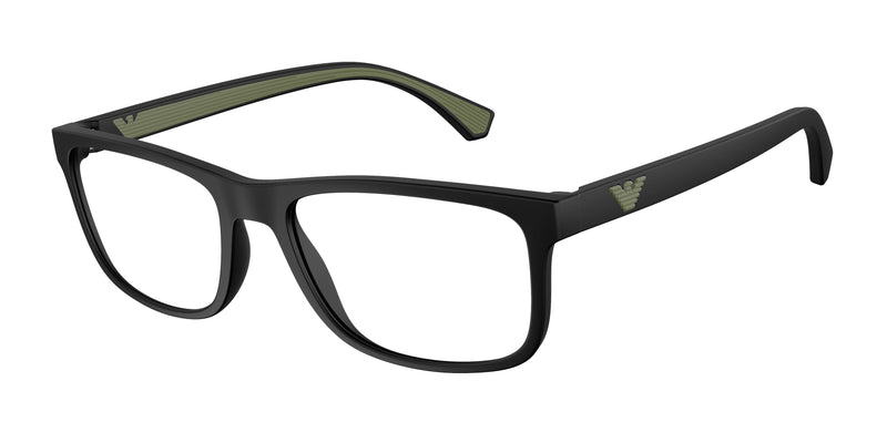Emporio Armani EA3147 Rectangle Eyeglasses 5042-Matte Black 55-142-18 - Color Map Black