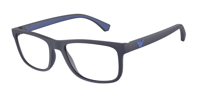 Emporio Armani EA3147 Rectangle Eyeglasses 5754-Matte Blue 55-142-18 - Color Map Blue