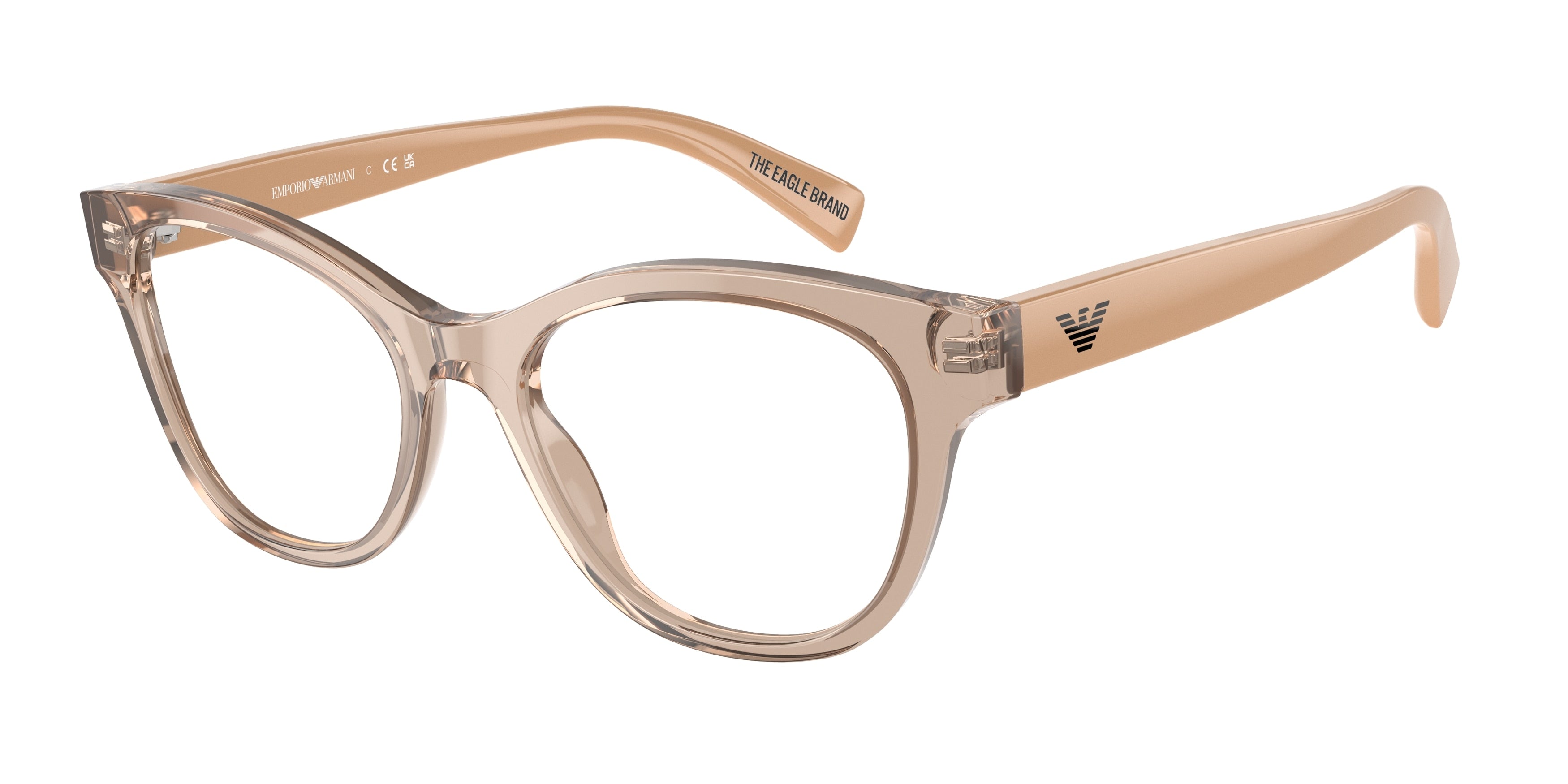 Emporio Armani EA3162 Cat Eye Eyeglasses 5850-Transparent Tundra 52-140-18 - Color Map Brown