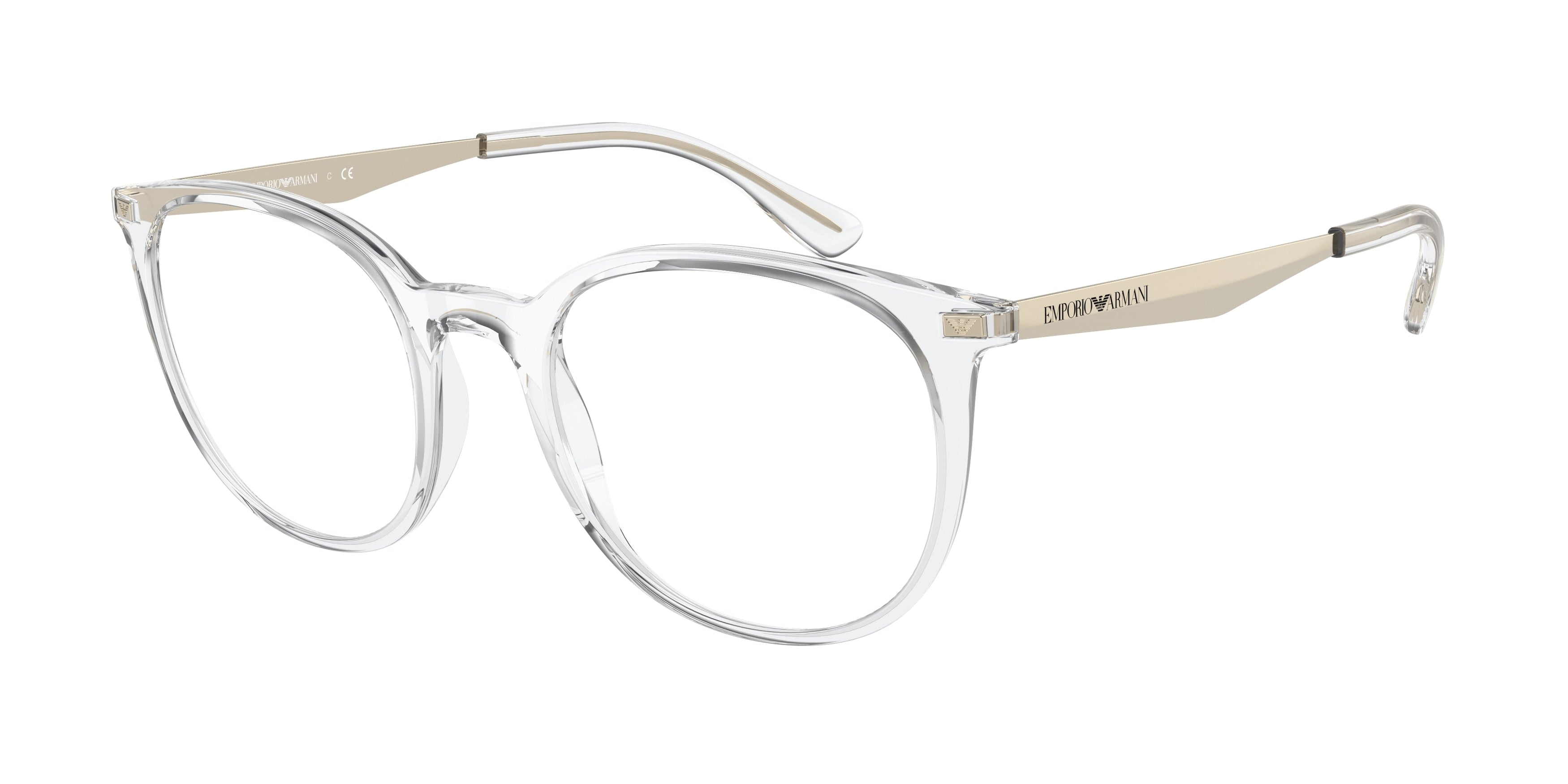 Emporio Armani EA3168 Phantos Eyeglasses 5371-Shiny Crystal 52-145-20 - Color Map Transparent
