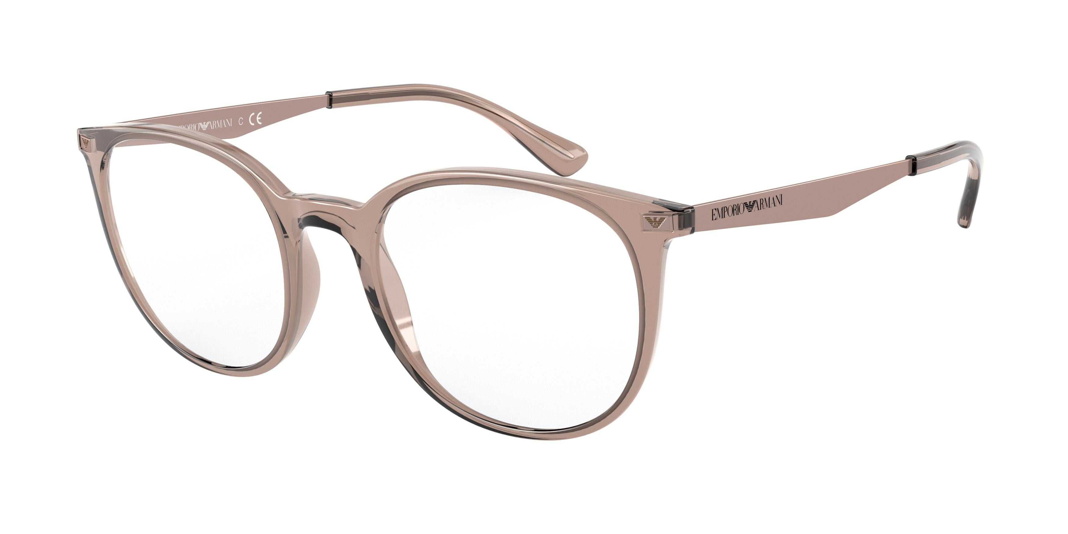 Emporio Armani EA3168 Phantos Eyeglasses 5850-Shiny Transparent Tundra 52-145-20 - Color Map Brown
