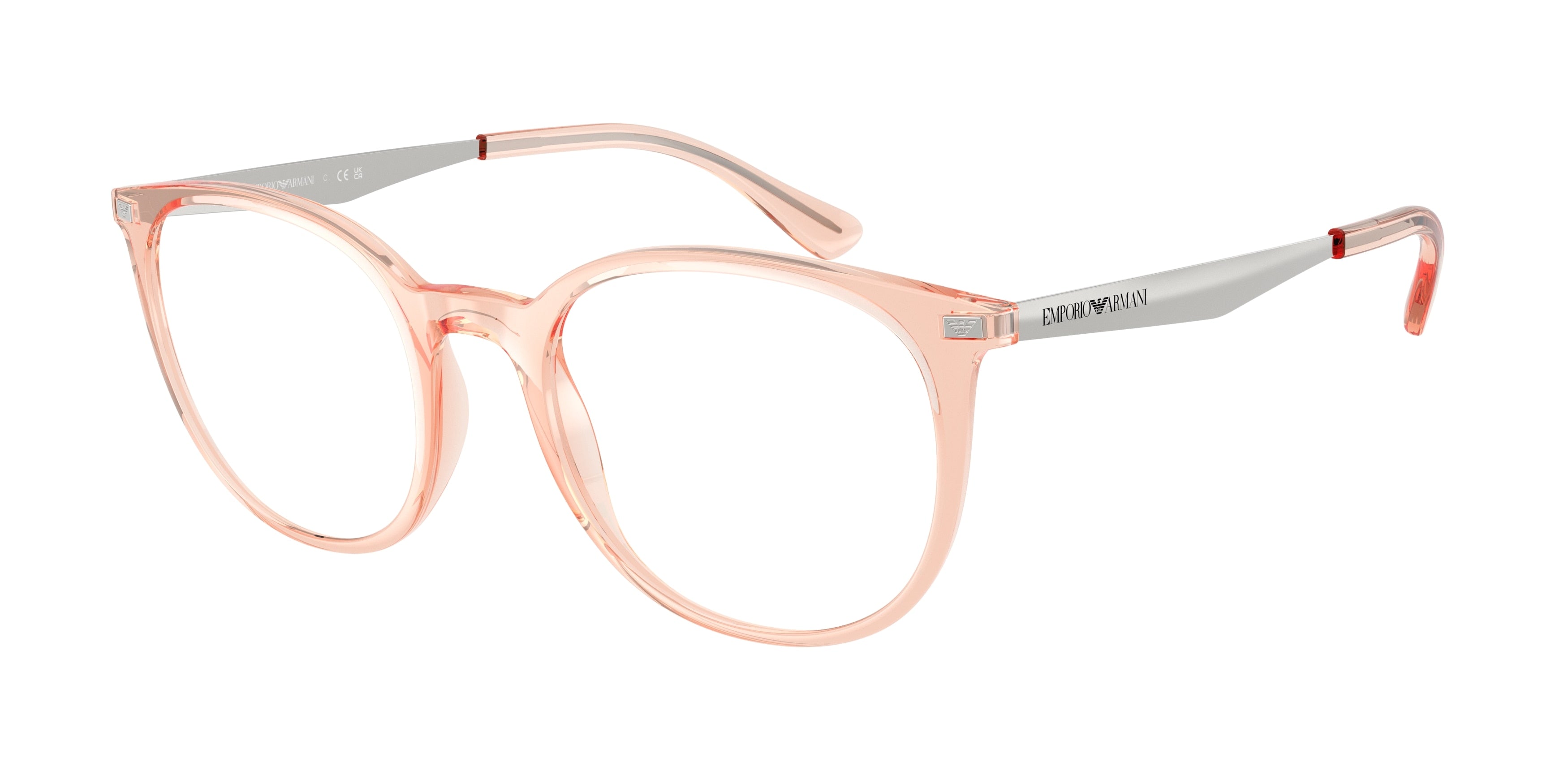 Emporio Armani EA3168 Phantos Eyeglasses 6346-Shiny Transparent Pink 52-145-20 - Color Map Pink