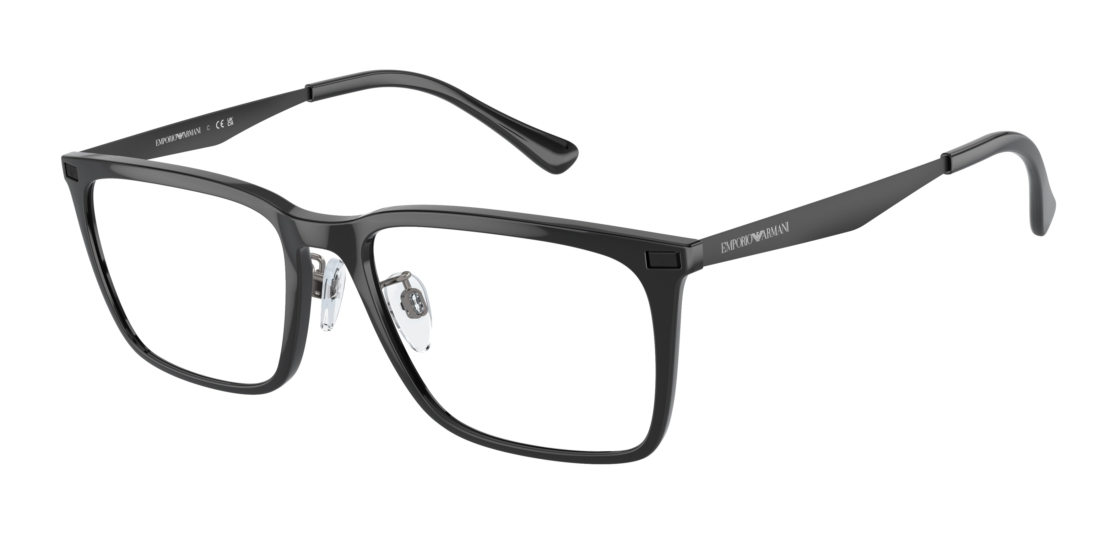 Emporio Armani EA3169F Rectangle Eyeglasses 5017-Shiny Black 55-150-17 - Color Map Black