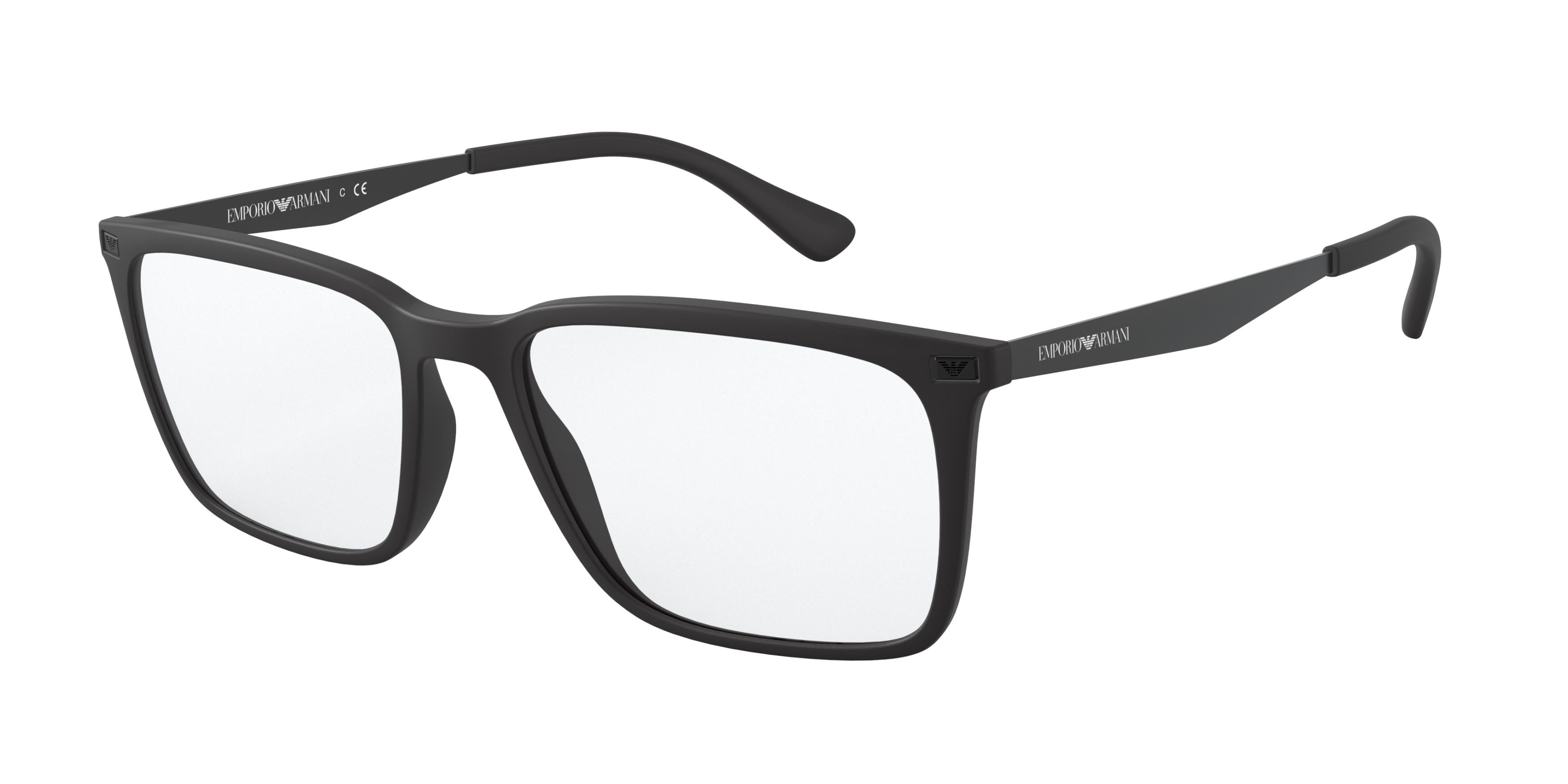 Emporio Armani EA3169 Rectangle Eyeglasses 5042-Matte Black 55-150-17 - Color Map Black