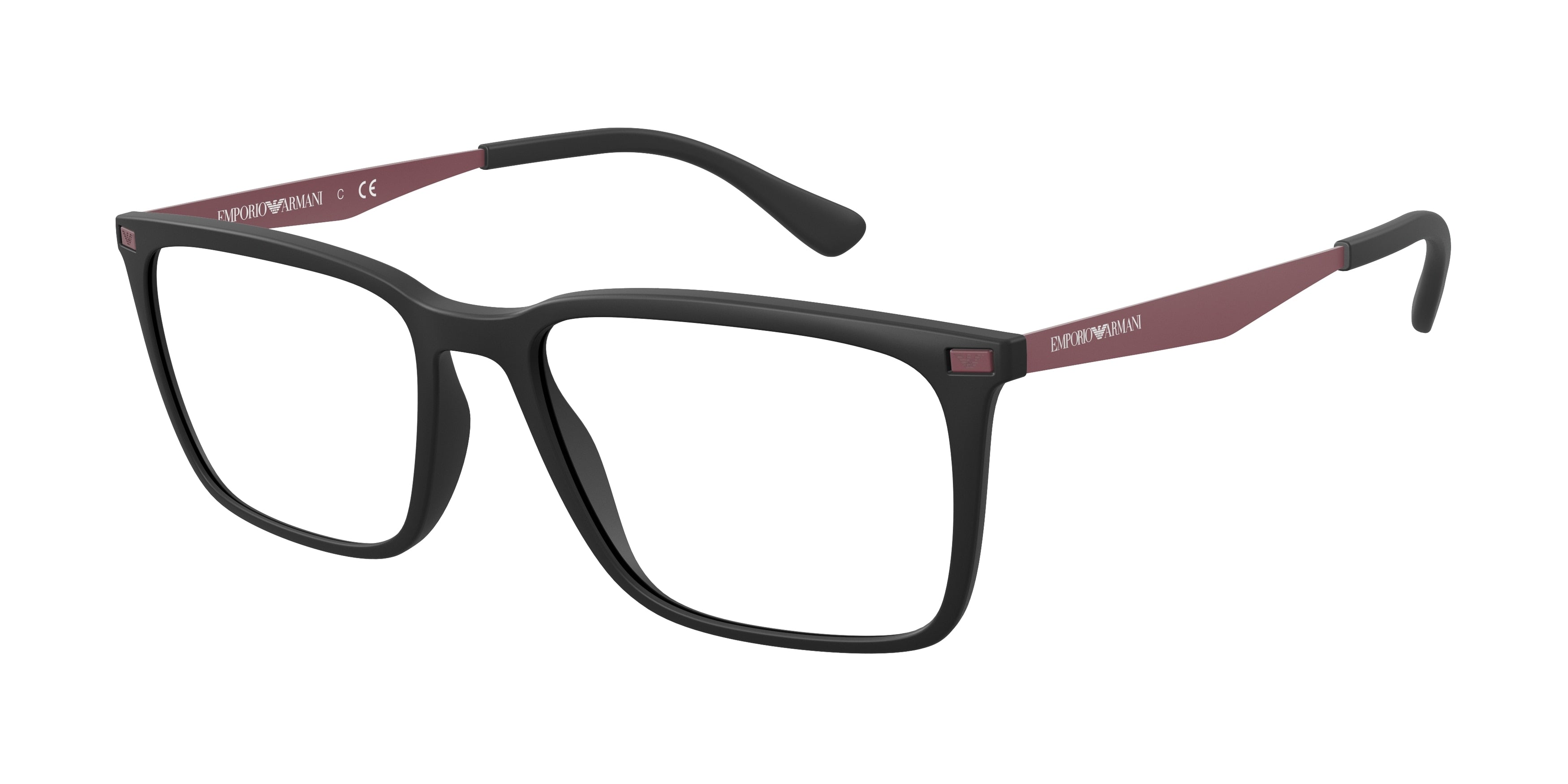 Emporio Armani EA3169 Rectangle Eyeglasses 5870-Matte Black 55-150-17 - Color Map Black